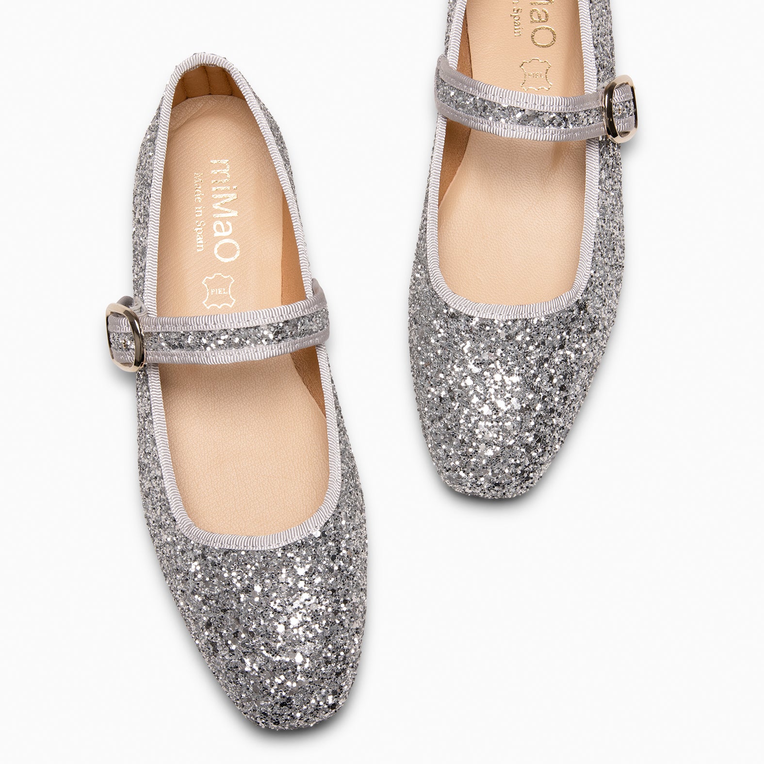 CLARA - SILVER SQUARE TOE MARY-JANES