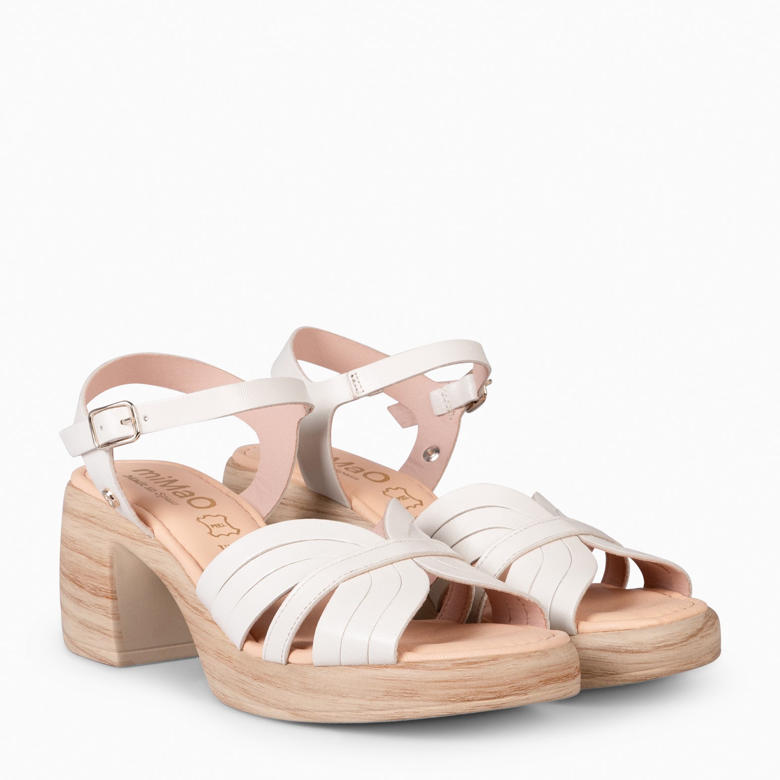 LANCY - BEIGE CASUAL SANDALS WITH BLOCK HEEL