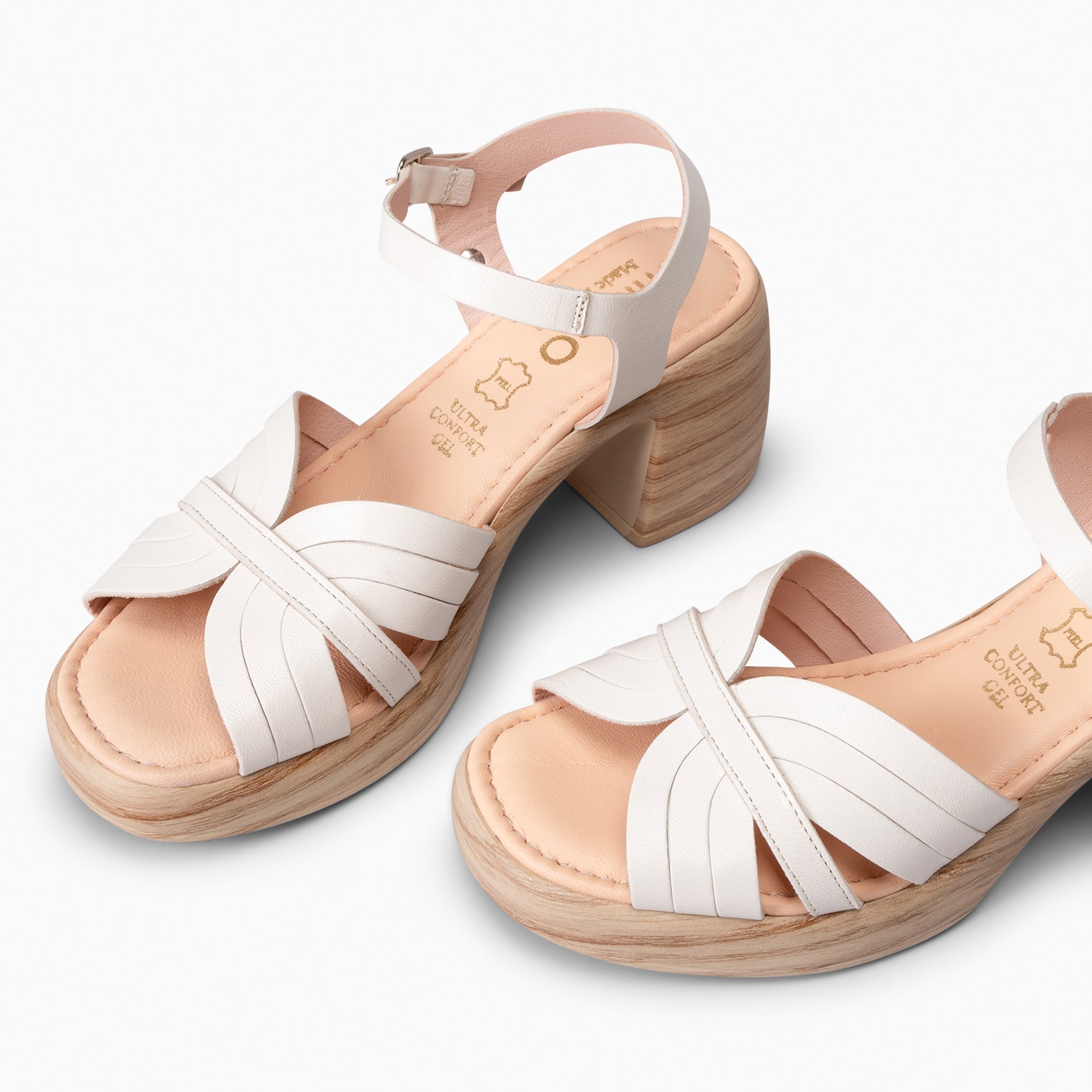 LANCY - SANDALIAS CASUAL DE TACÓN BEIGE