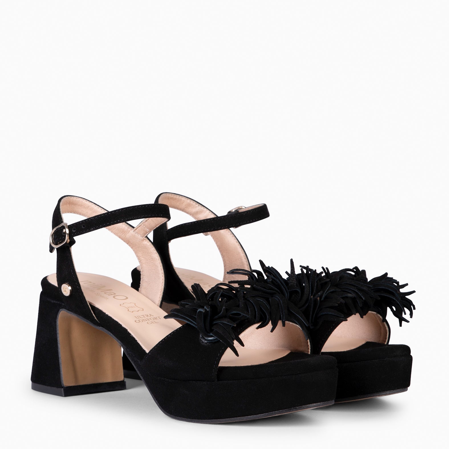 POMPÓN - SANDALIAS DE TACÓN DE VESTIR NEGRO