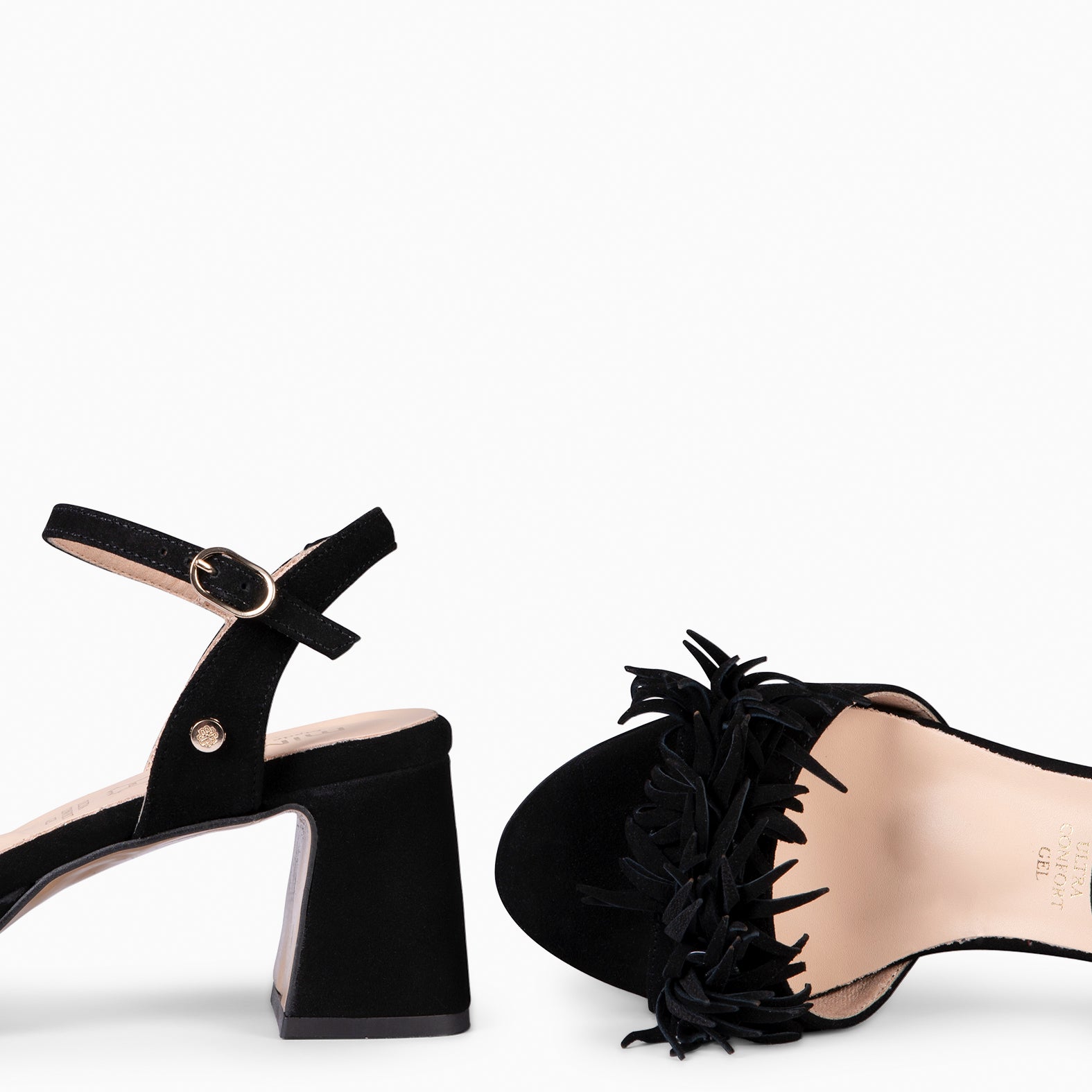 POMPÓN - Sandalias de tacón de vestir NEGRO