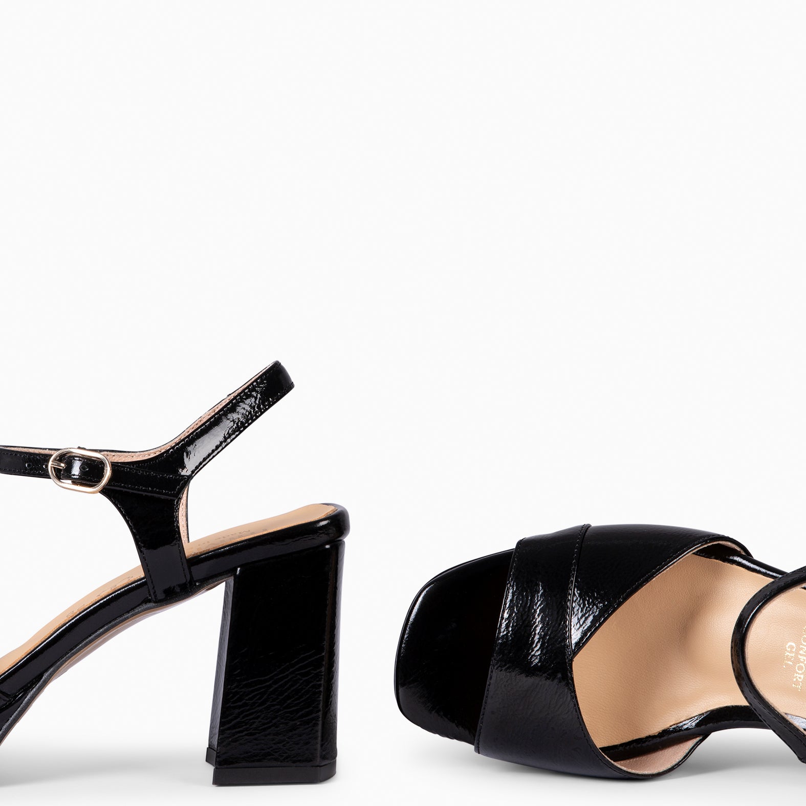 MICHELLE – Sandales à talon large et plateforme NOIR