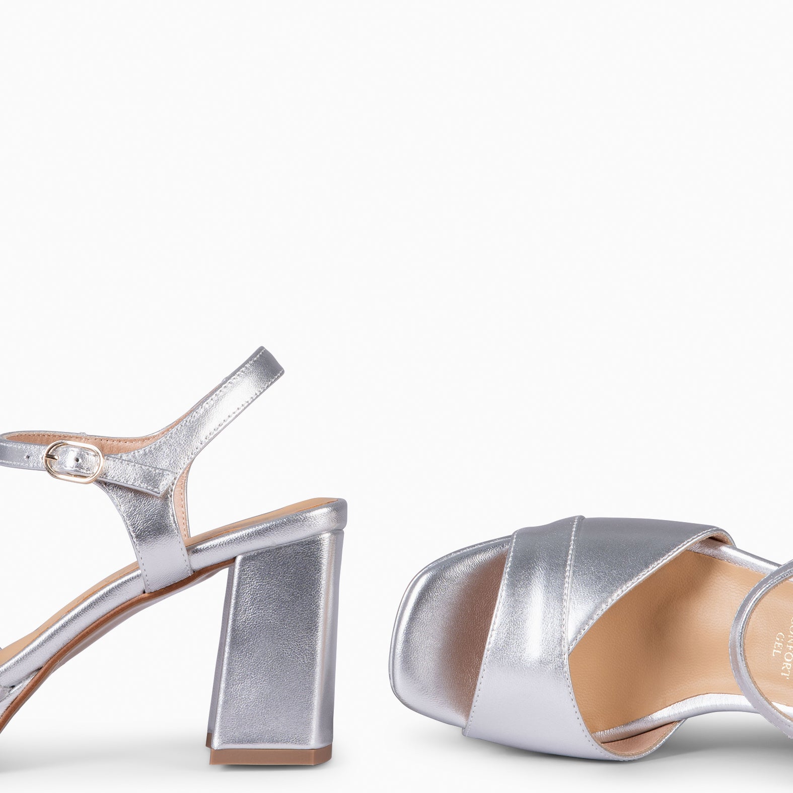 MICHELLE – Sandales à talon large et plateforme ARGENTÉ