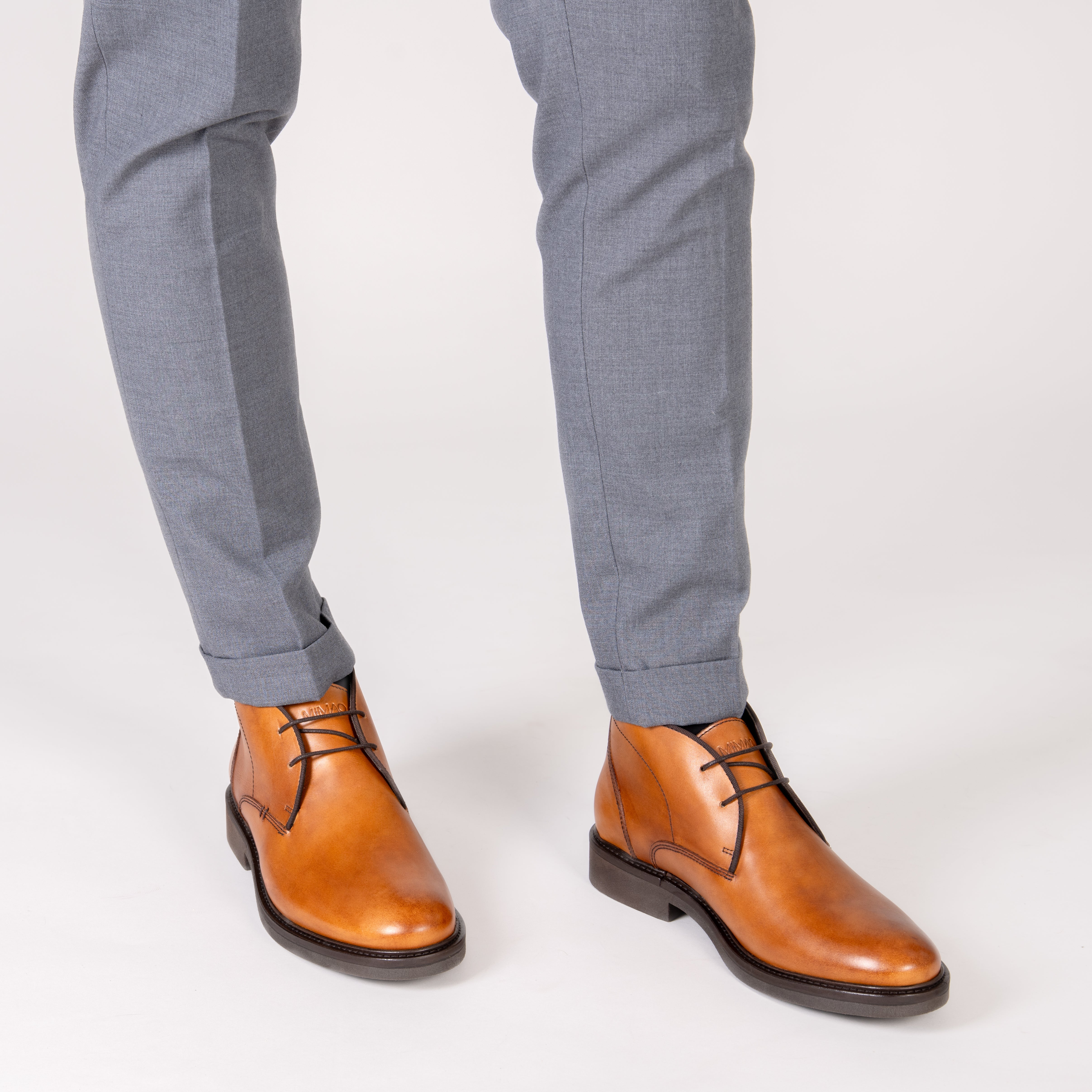 CERVANTES – Chaussures à lacets en cuir CAMEL pour homme