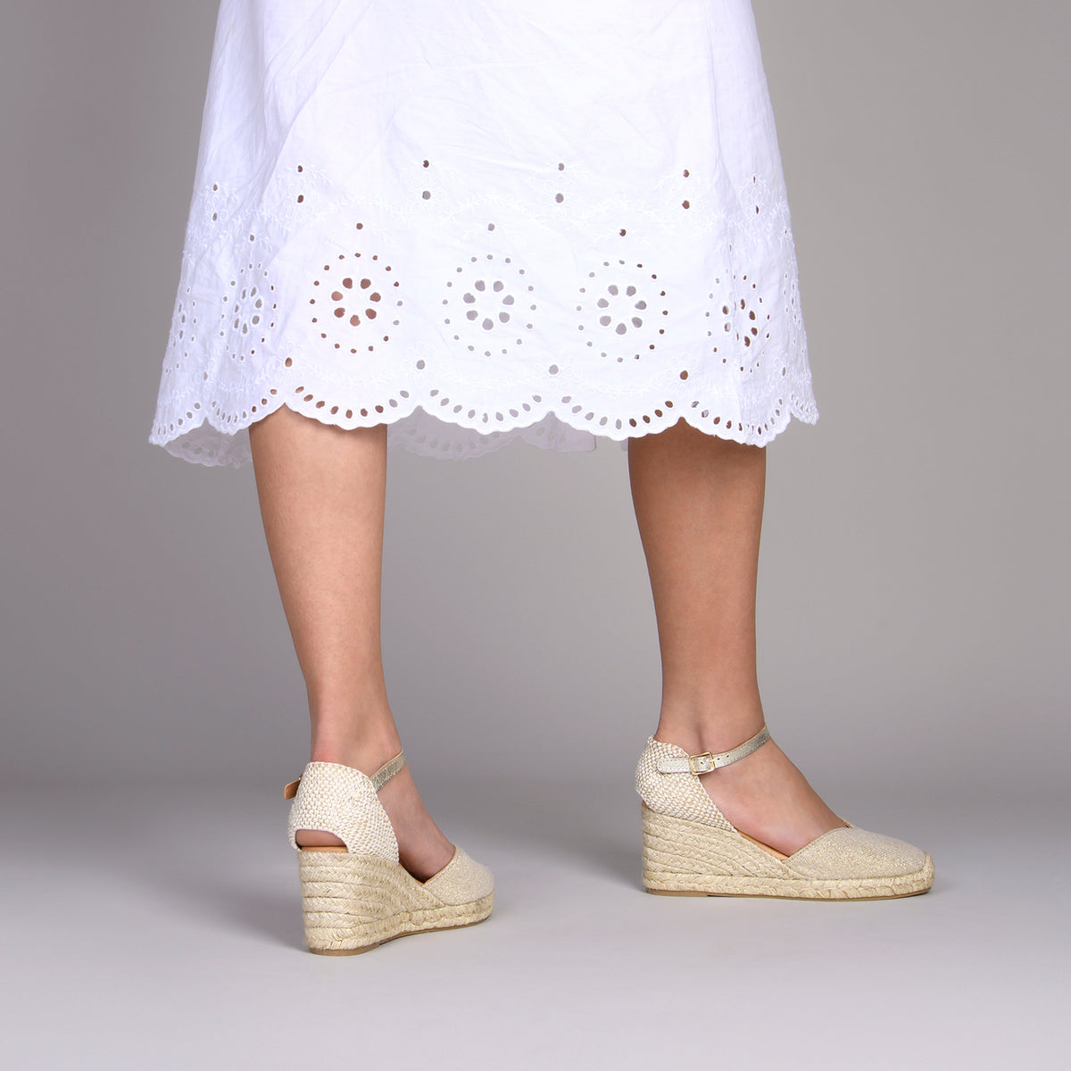 DUNA – Espadrilles en lin métallisé OR