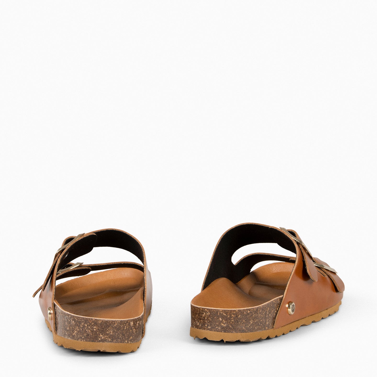 BALI – Sandales claquettes en liège et cuir CAMEL