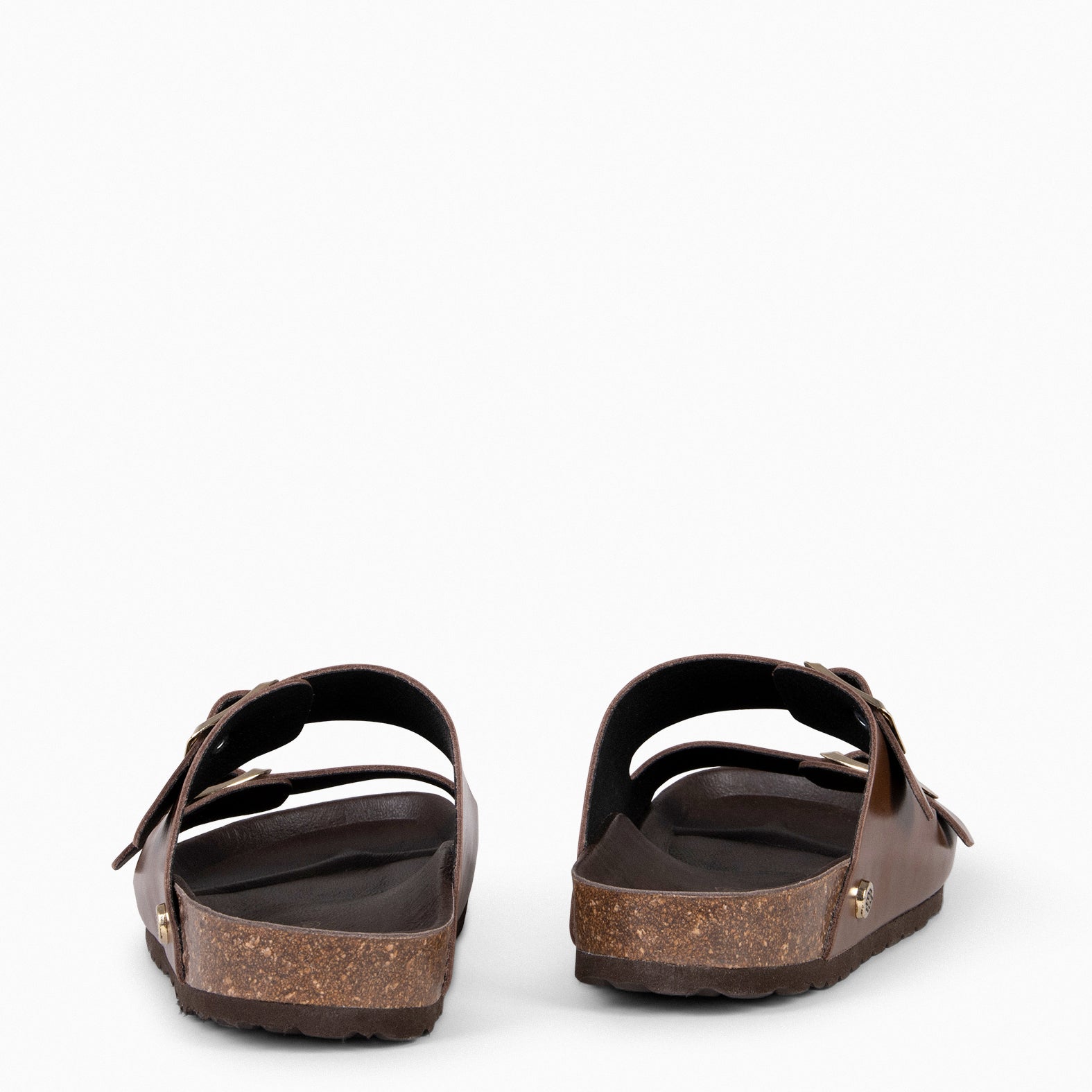 BALI – Sandales claquettes en liège et cuir MARRON