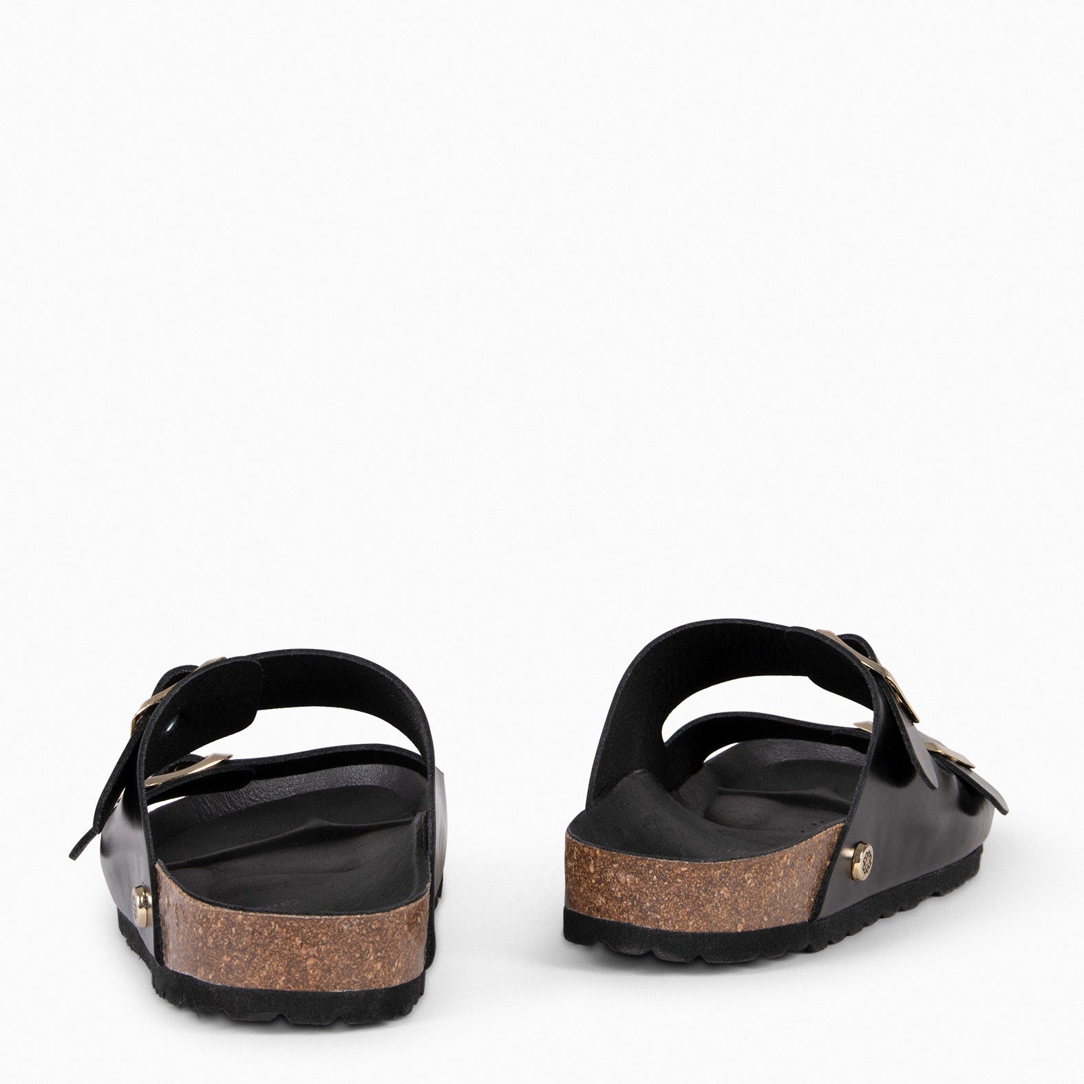 BALI – Sandales claquettes en liège et cuir NOIR