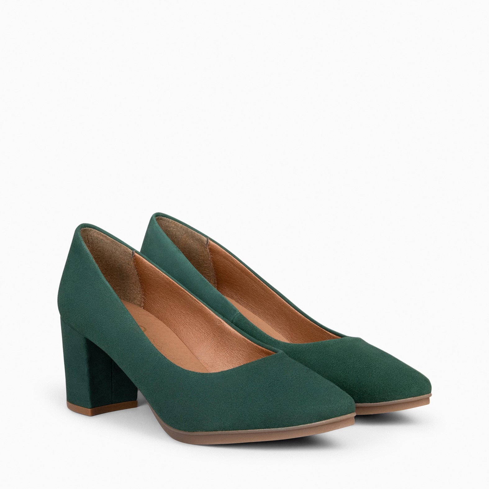 URBAN S - DARK GREEN suede mid-heeled shoes