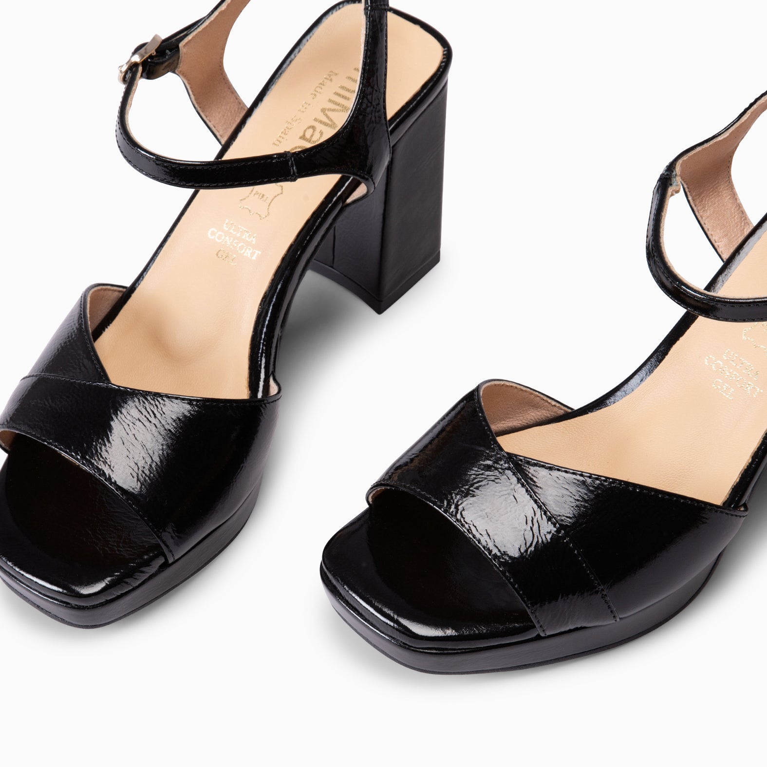 MICHELLE – Sandales à talon large et plateforme NOIR