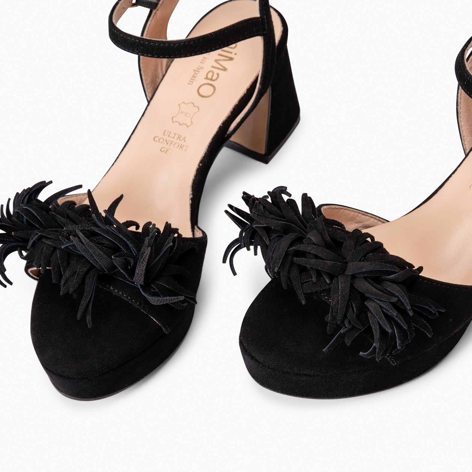 POMPON – Sandales à talon moyen NOIR