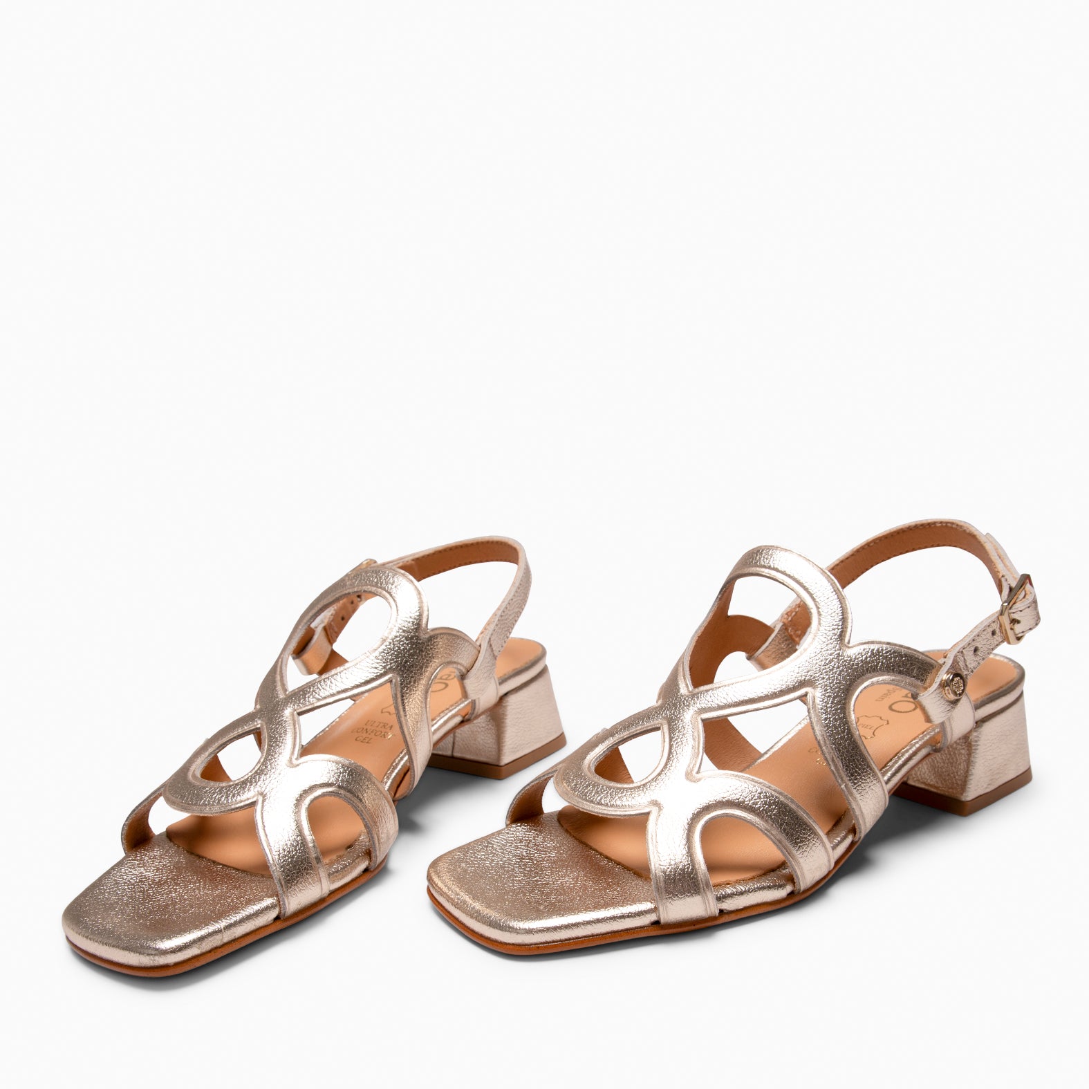 SARA - GOLDEN WIDE HEELED SANDAL SHOES