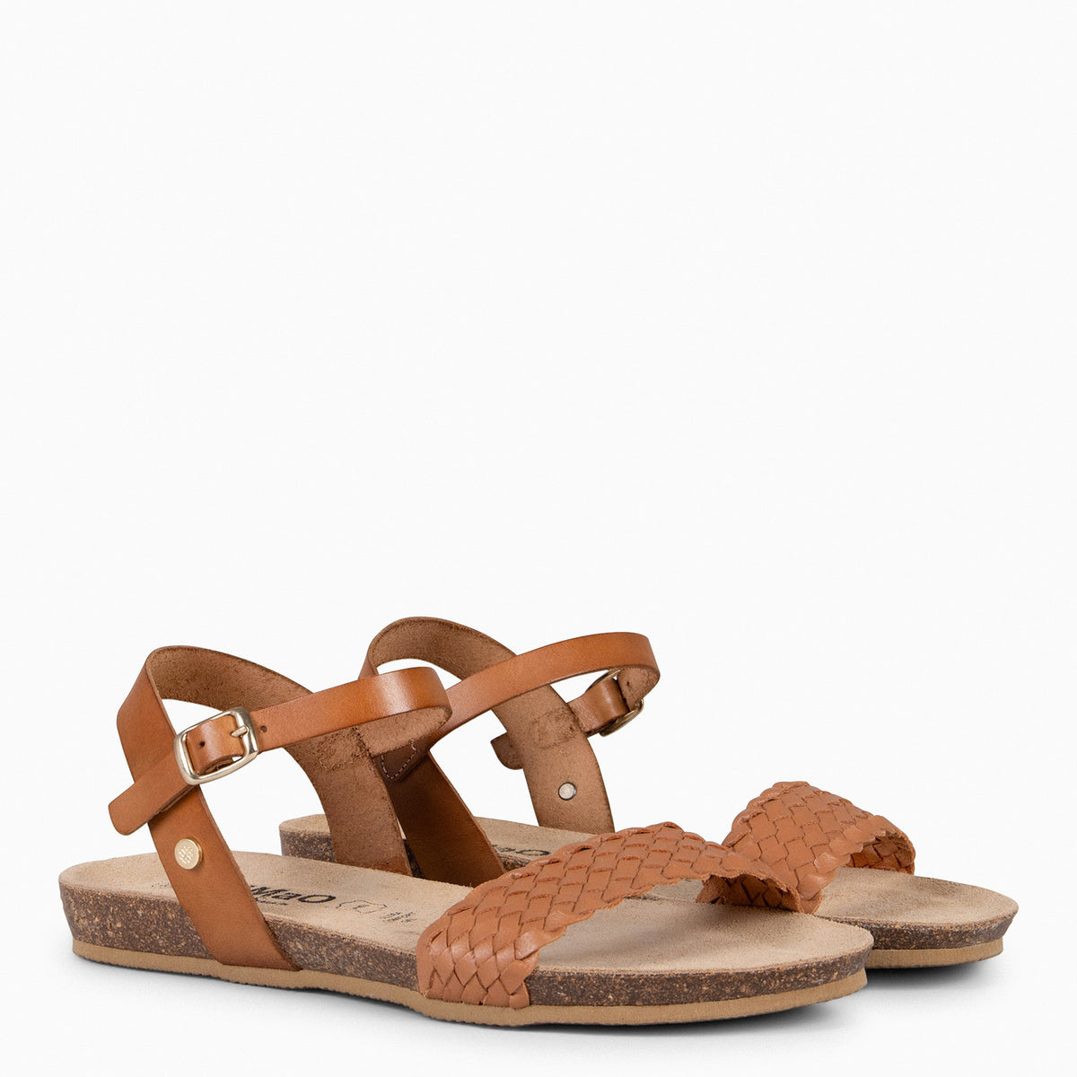 AIRE - Sandalias Planas BIO tira Trenzada CAMEL