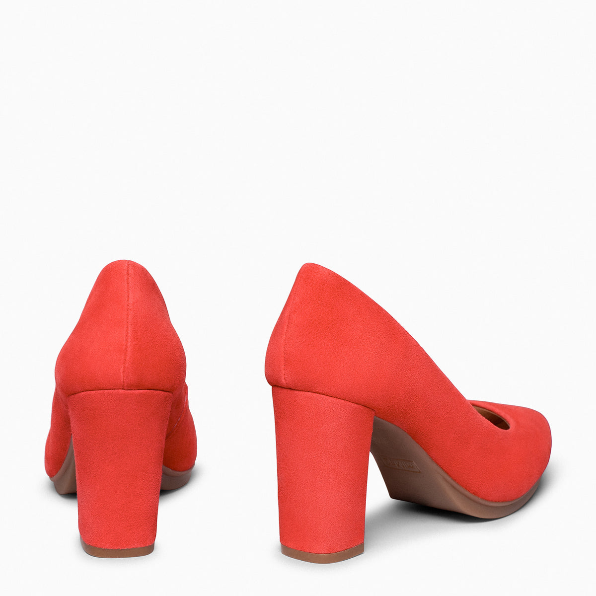 URBAN – Zapatos de tacón alto de ante ROJO ANARANJADO