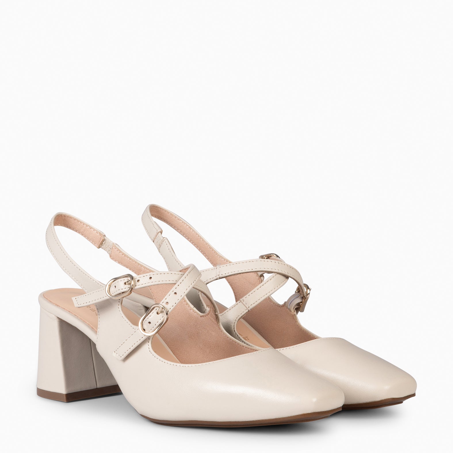 NAMIBIA - ZAPATOS DE MUJER DESTALONADOS DE TACÓN ANCHO HUESO