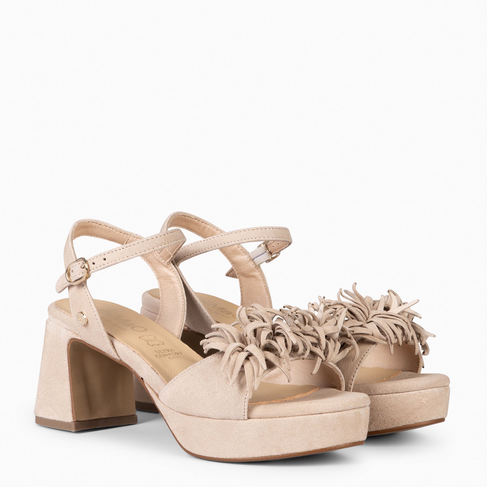POMPON - BEIGE Women's heeled sandals