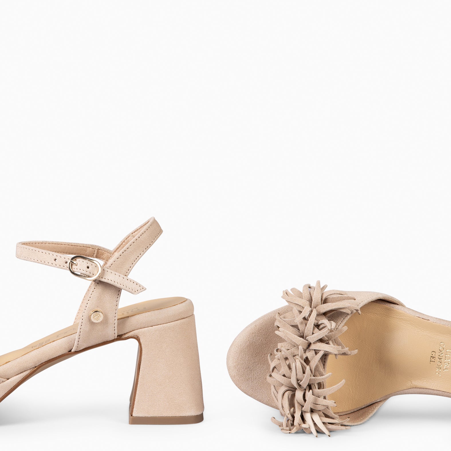 POMPON - BEIGE Women's heeled sandals