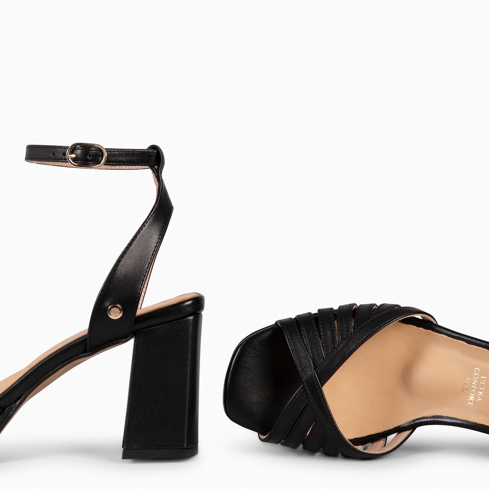 CRISTEL – Sandales à talon large et plateforme NOIR