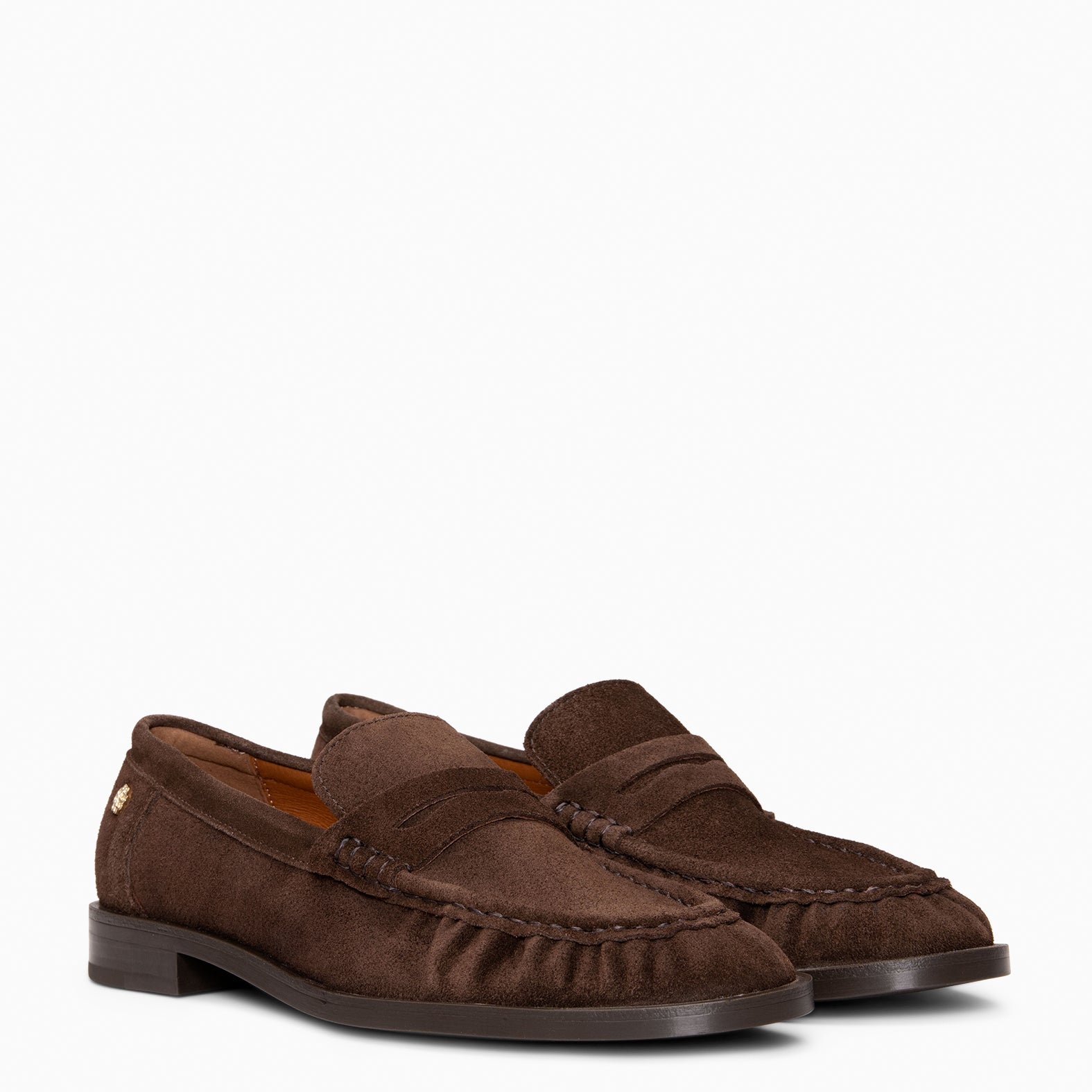 TOKIO - Mocasín en piel de serraje MARRON