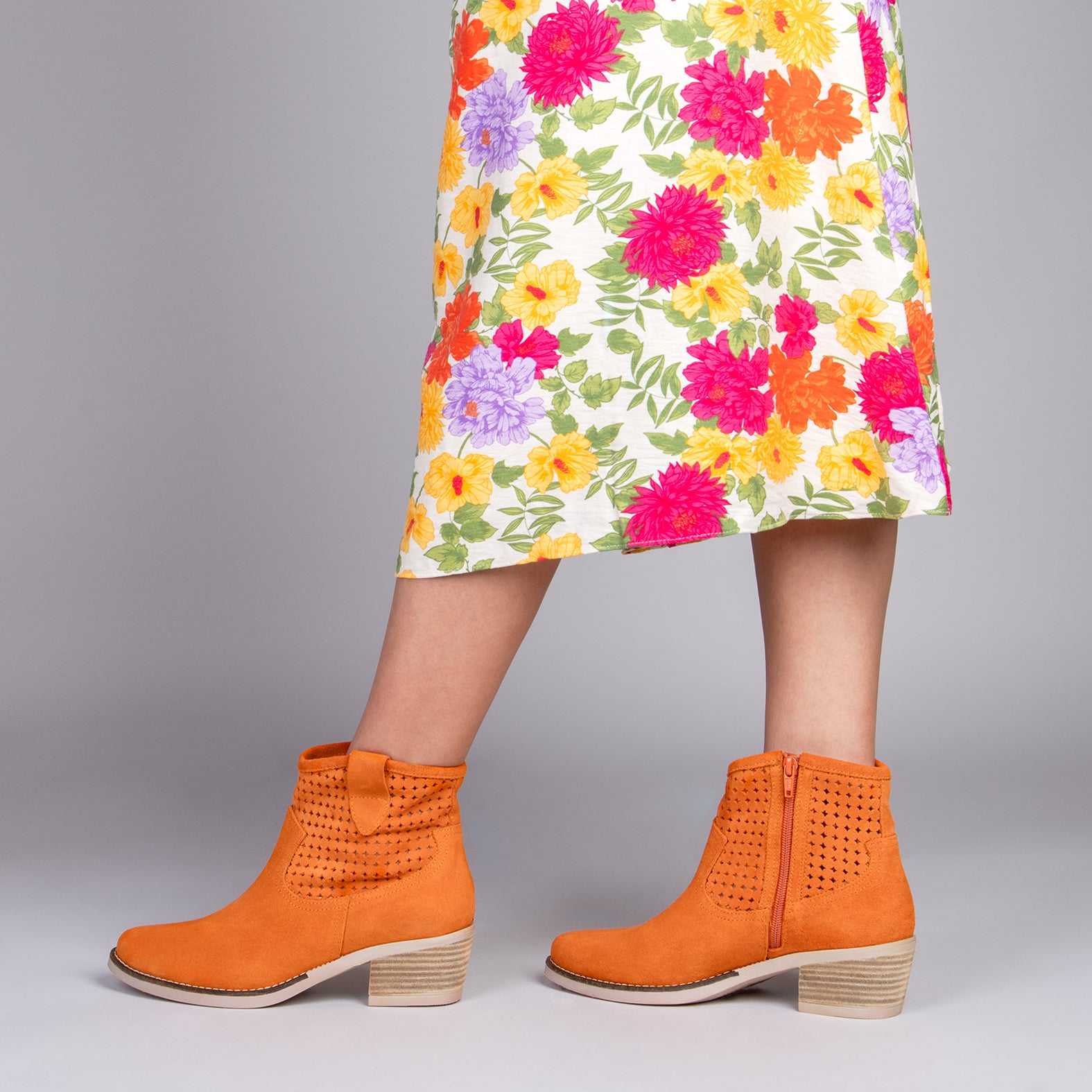 HOUSTON – Botas de cowboy com salto LARANJA
