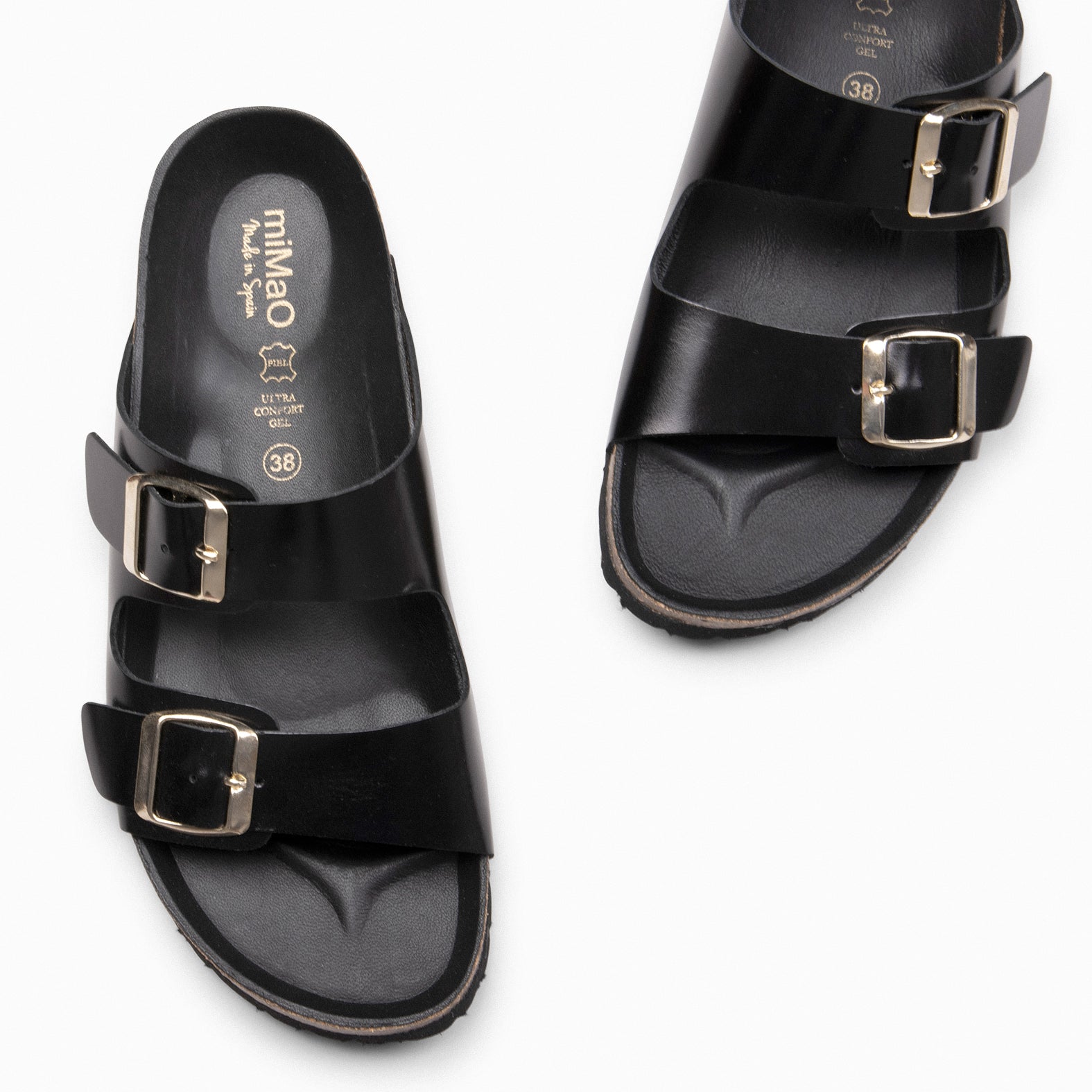 BALI – Sandales claquettes en liège et cuir NOIR