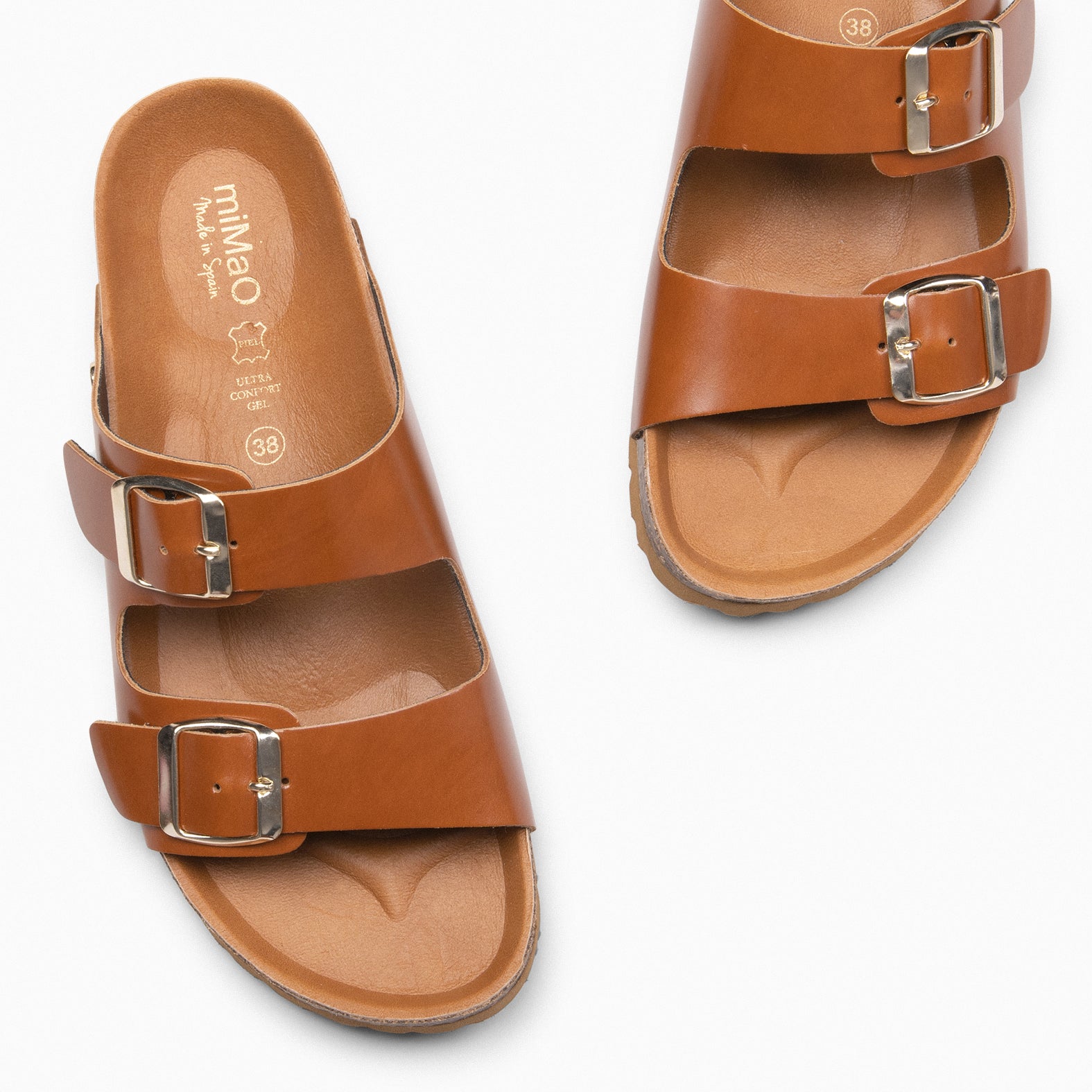 BALI – Sandales claquettes en liège et cuir CAMEL