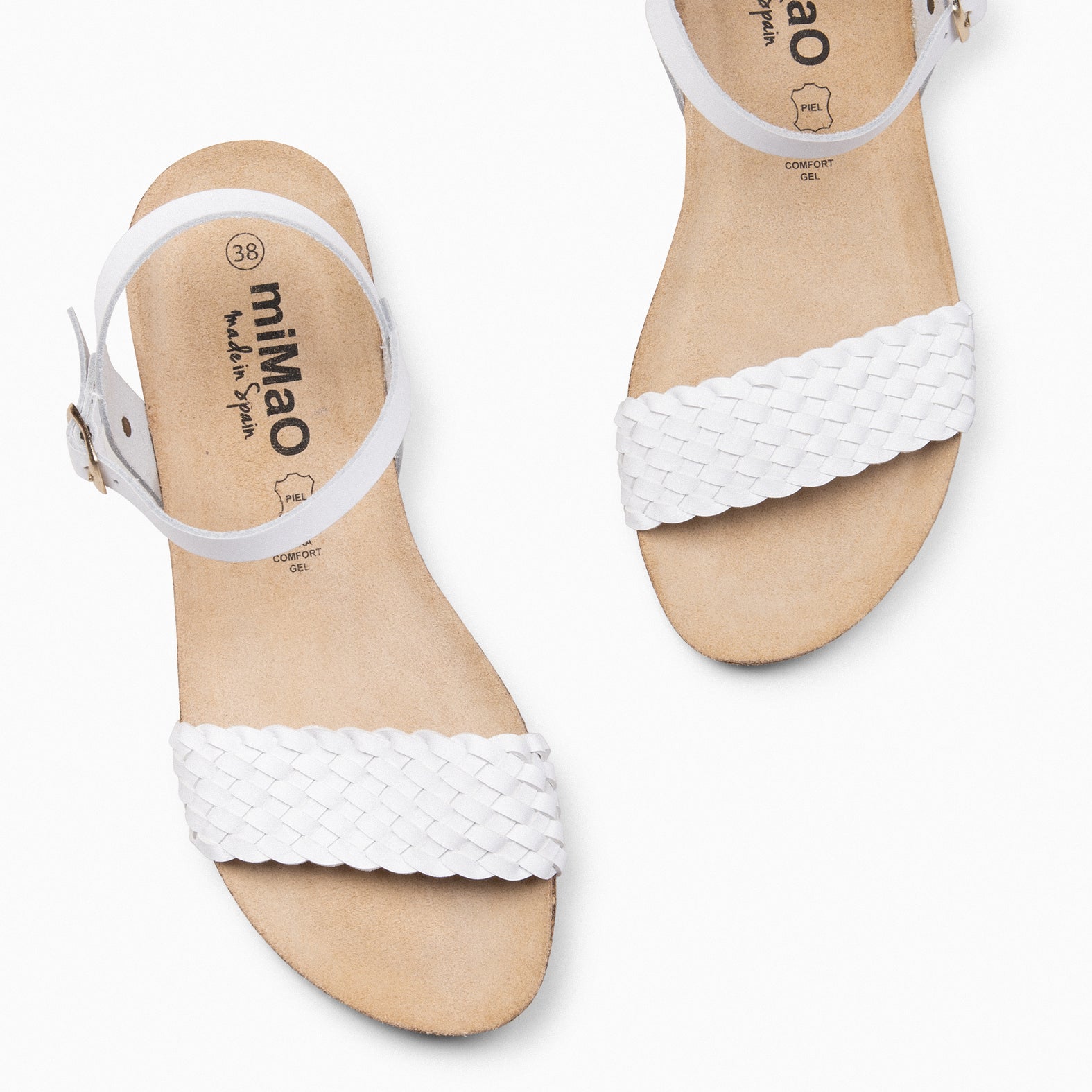 AIRE - Sandales Plates BLANCO en liège