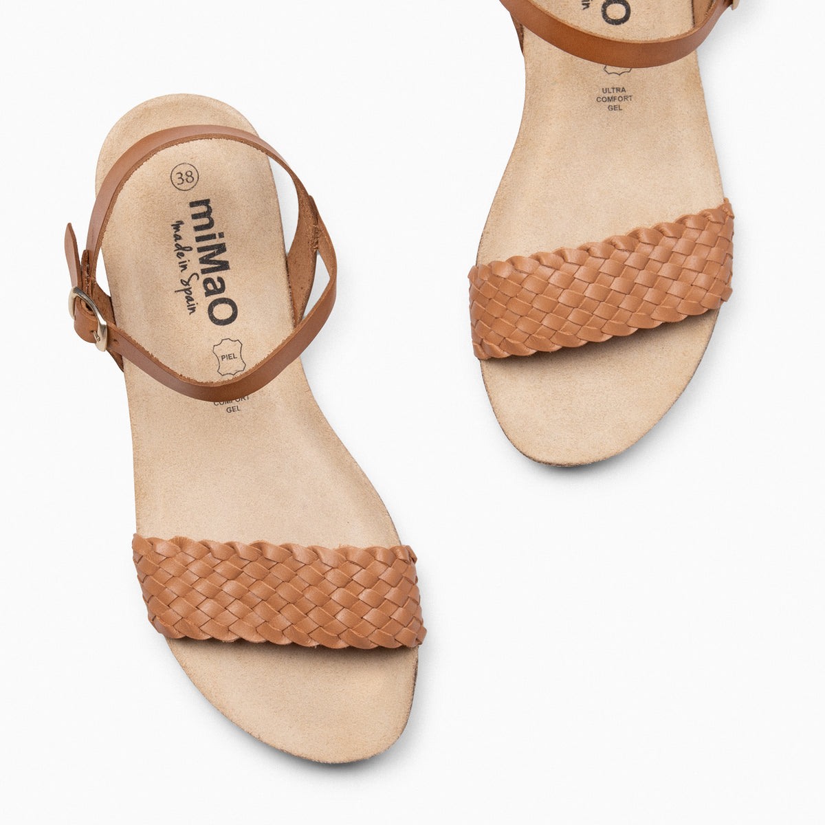 AIRE - Sandalias Planas BIO tira Trenzada CAMEL