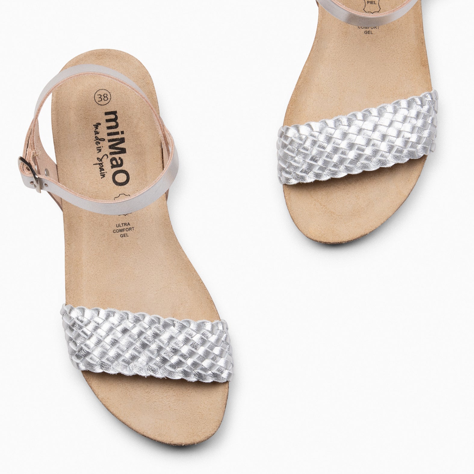 AIRE - Sandales Plates ARGENTÉ en liège