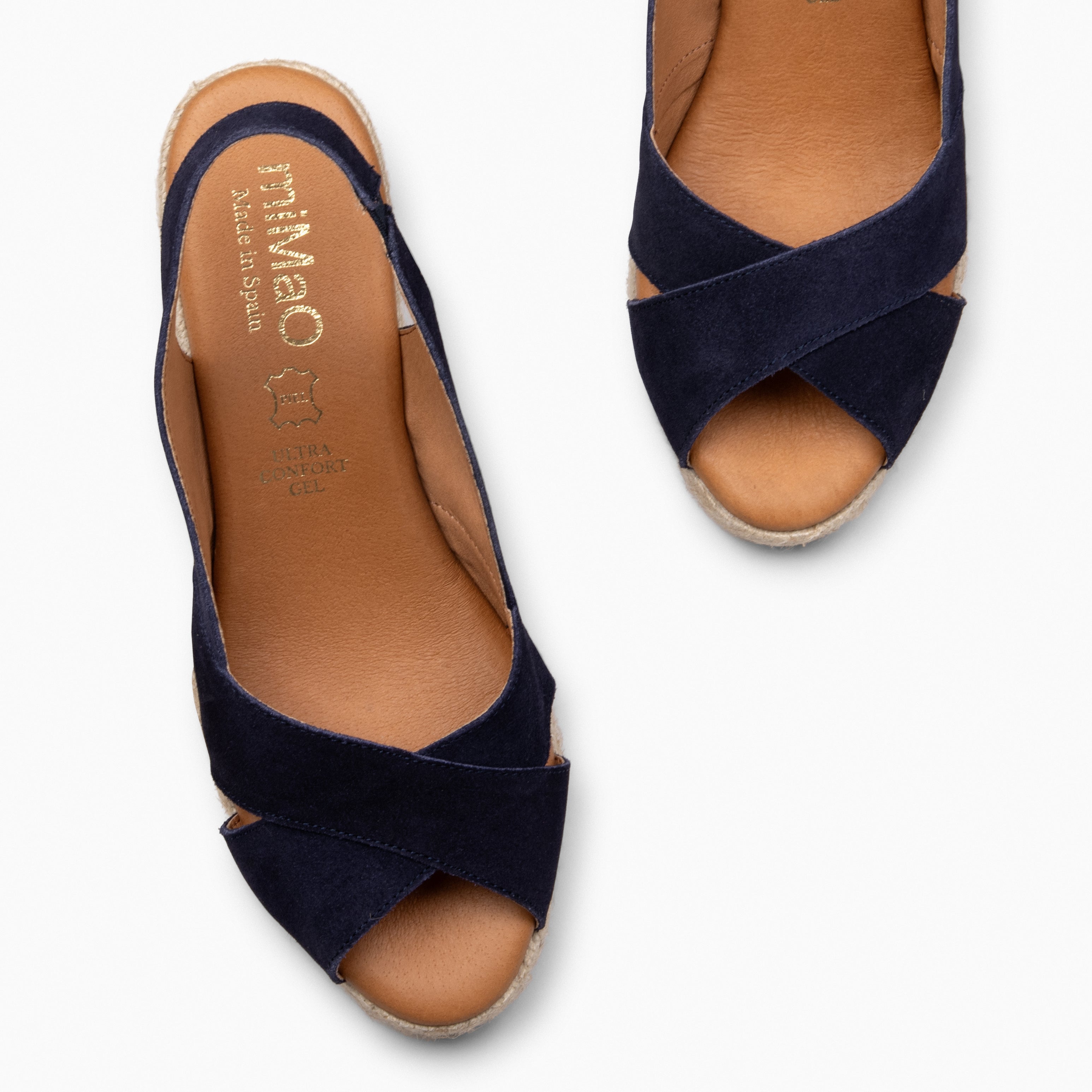 ATTICA – Espadrilles compensées daim BLEU MARINE