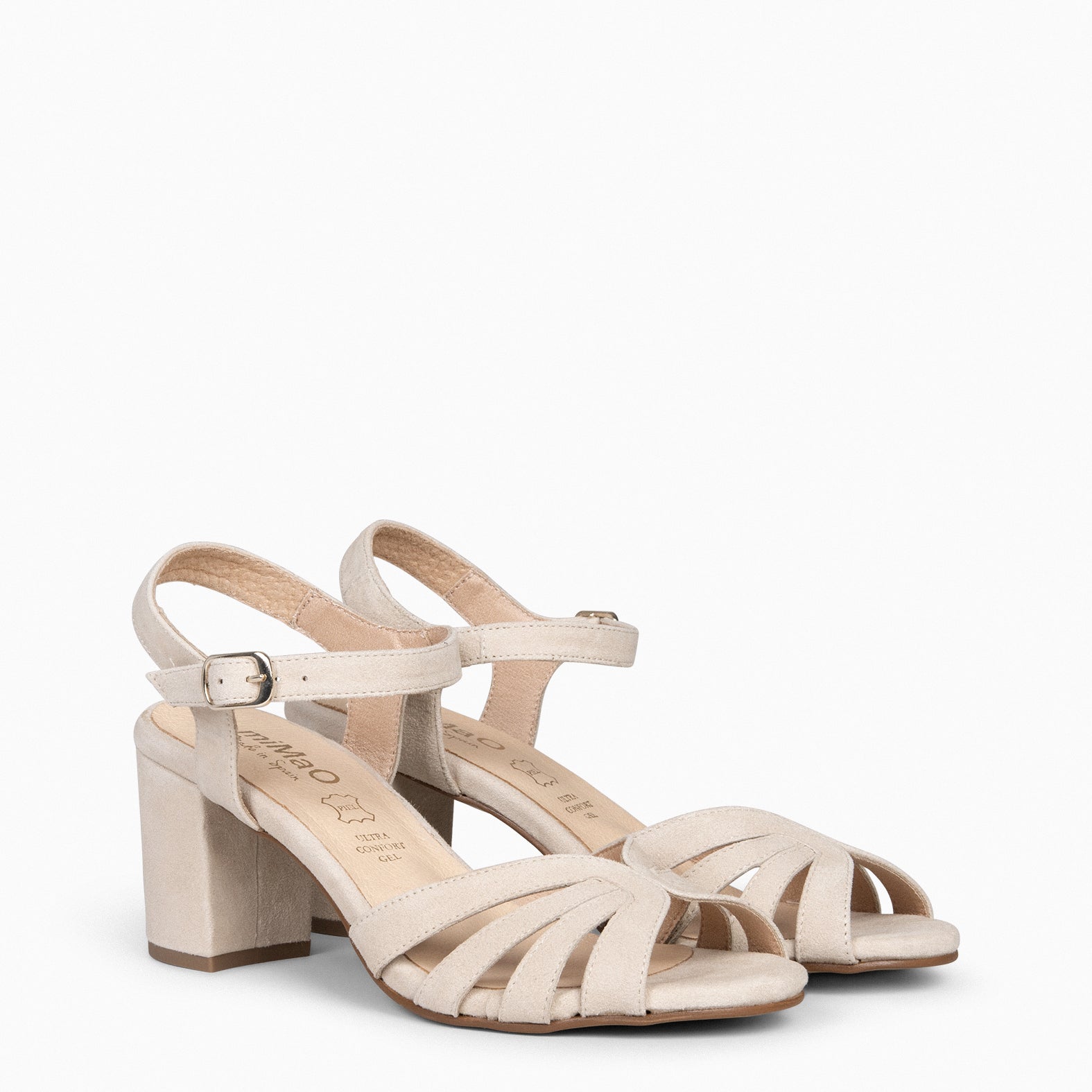 MUSA – Sandalias de Tacón ancho BEIGE