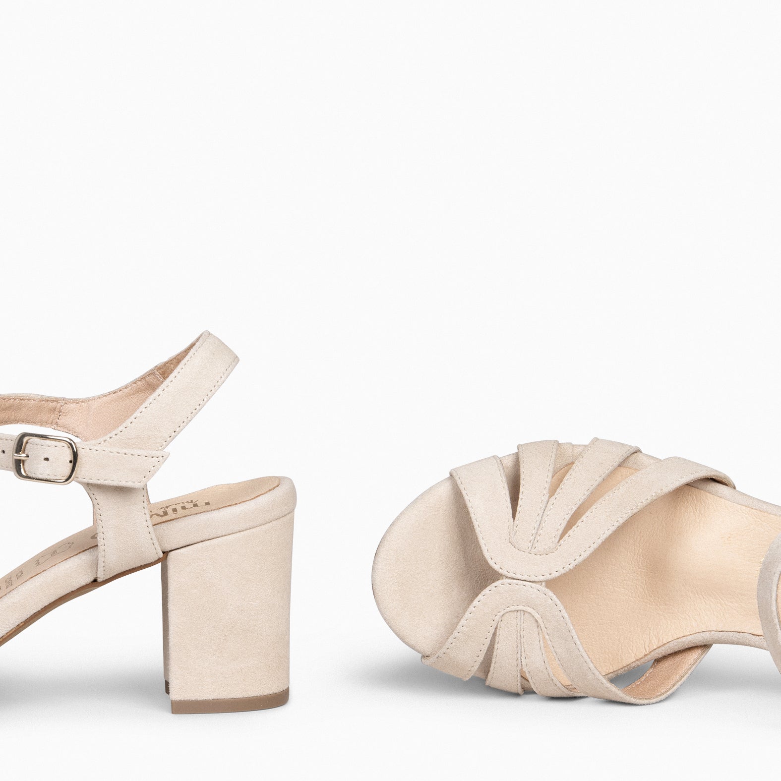 MUSA – Sandalias de Tacón ancho BEIGE