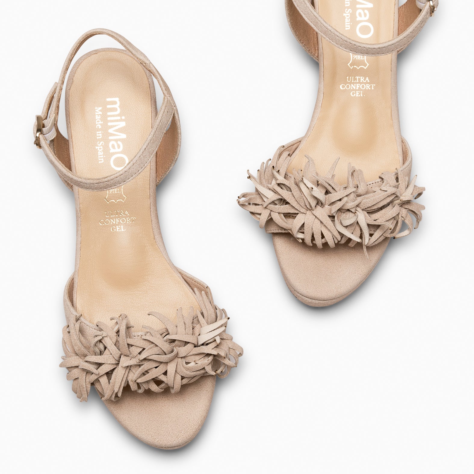 POMPÓN - BEIGE WOMEN'S HEELED SANDALS