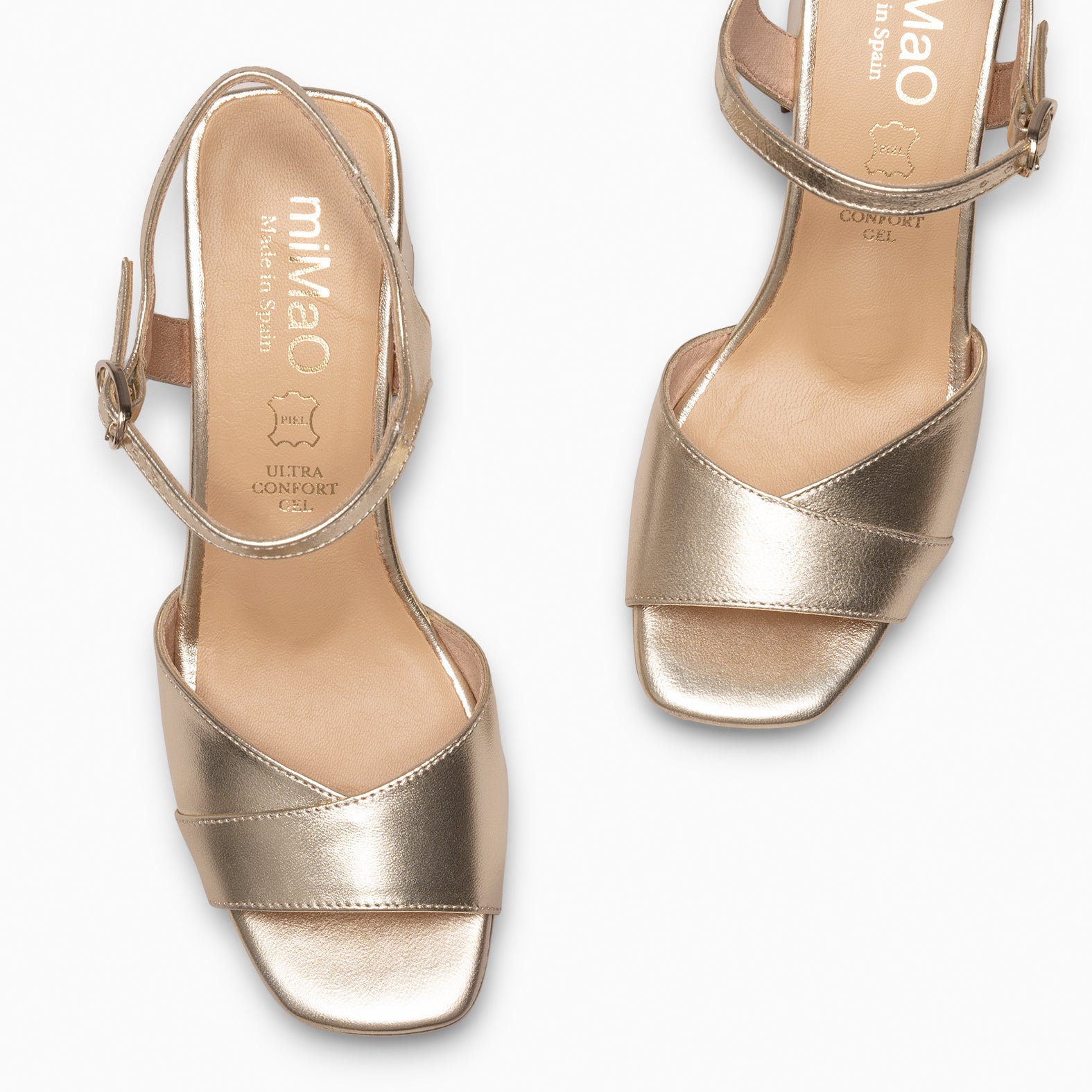 MICHELLE – Sandales à talon large et plateforme DORÉ