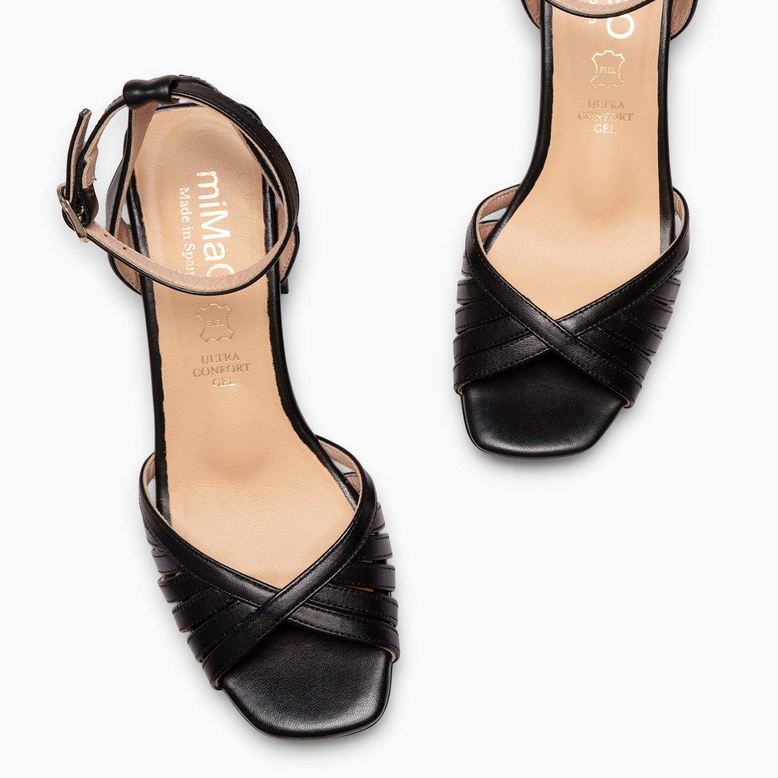 CRISTEL - SANDALIAS ELEGANTES DE TACÓN DE VESTIR NEGRO