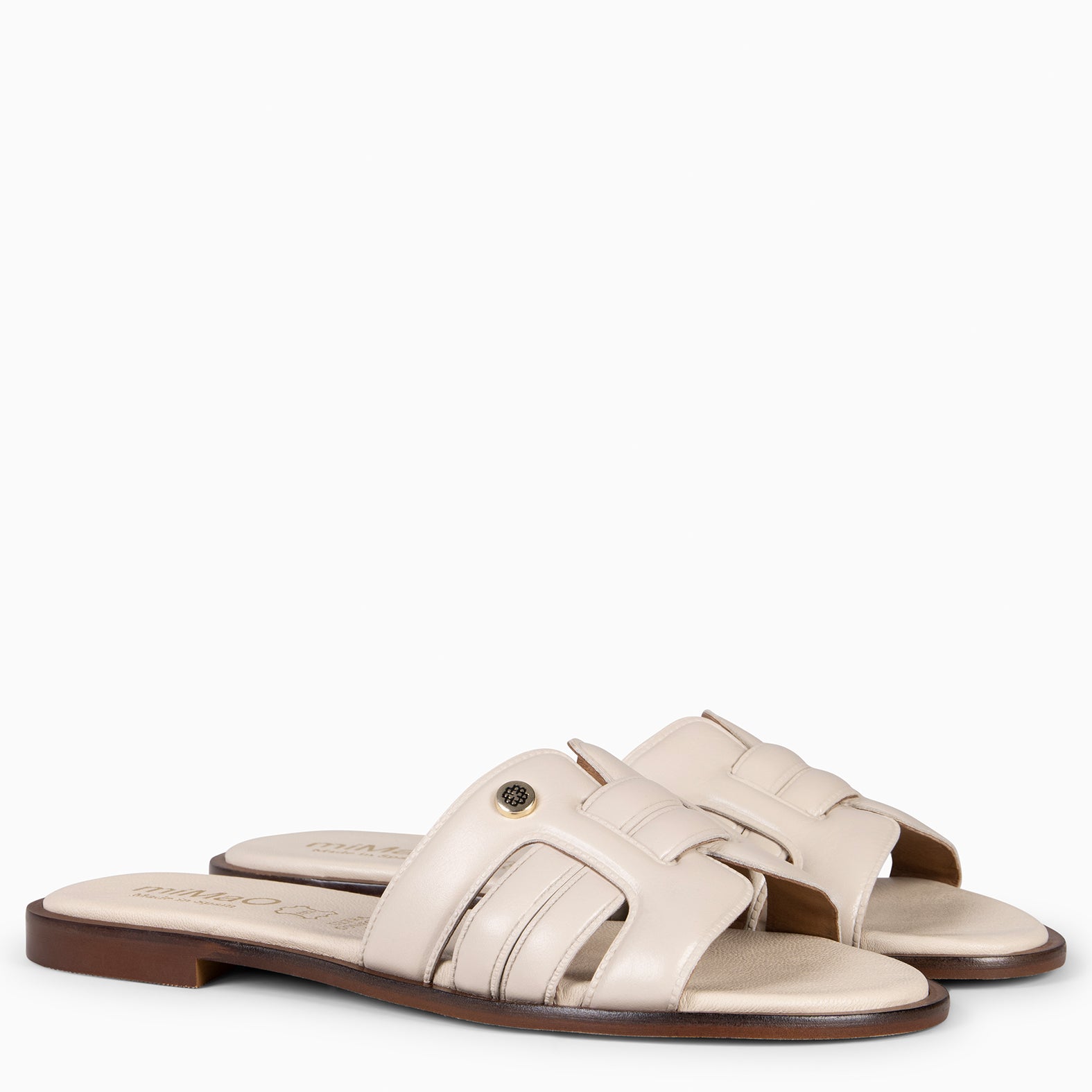 MENFIS – Claquettes pour femme en cuir BEIGE