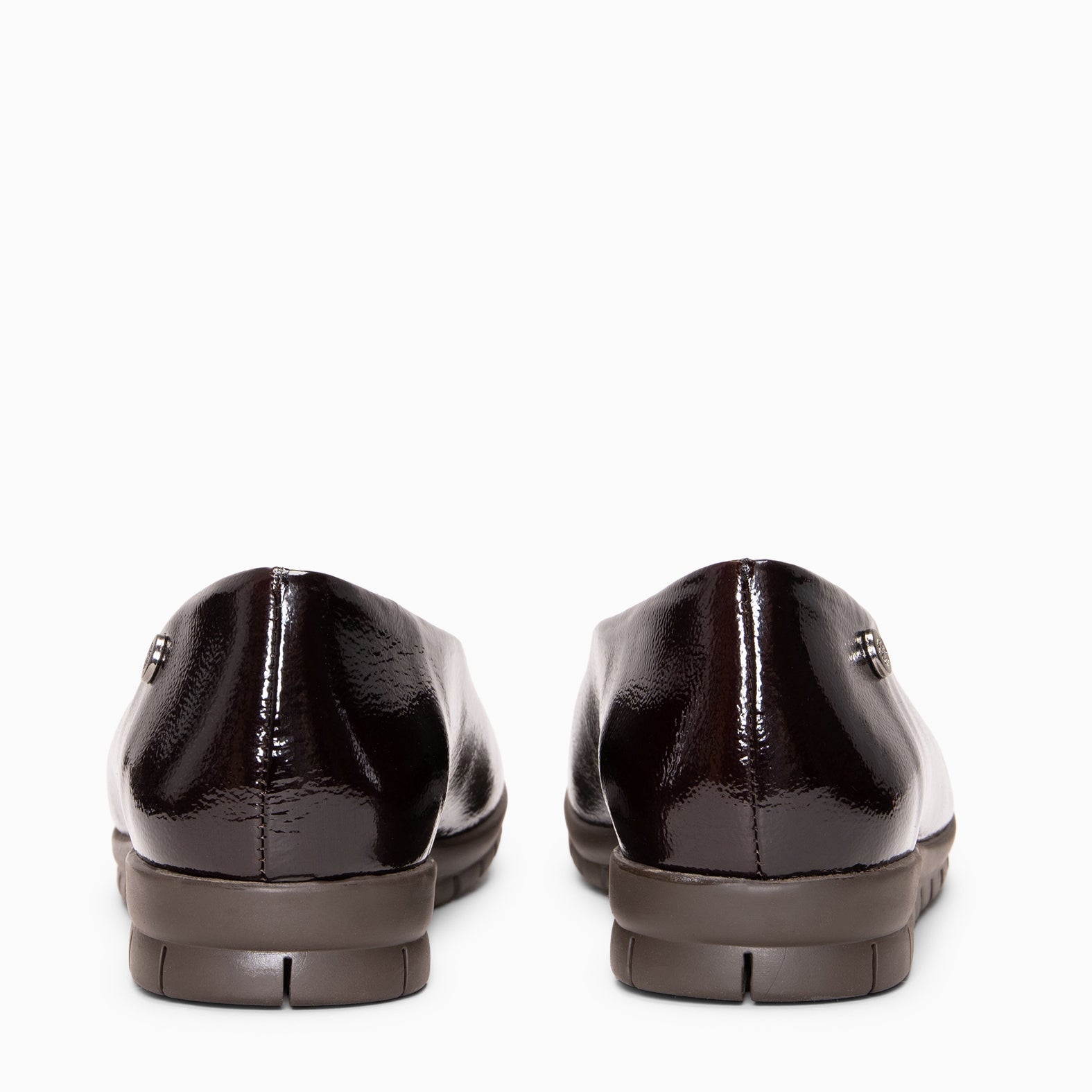 MALENA - BROWN Patent leather wedge ballerinas