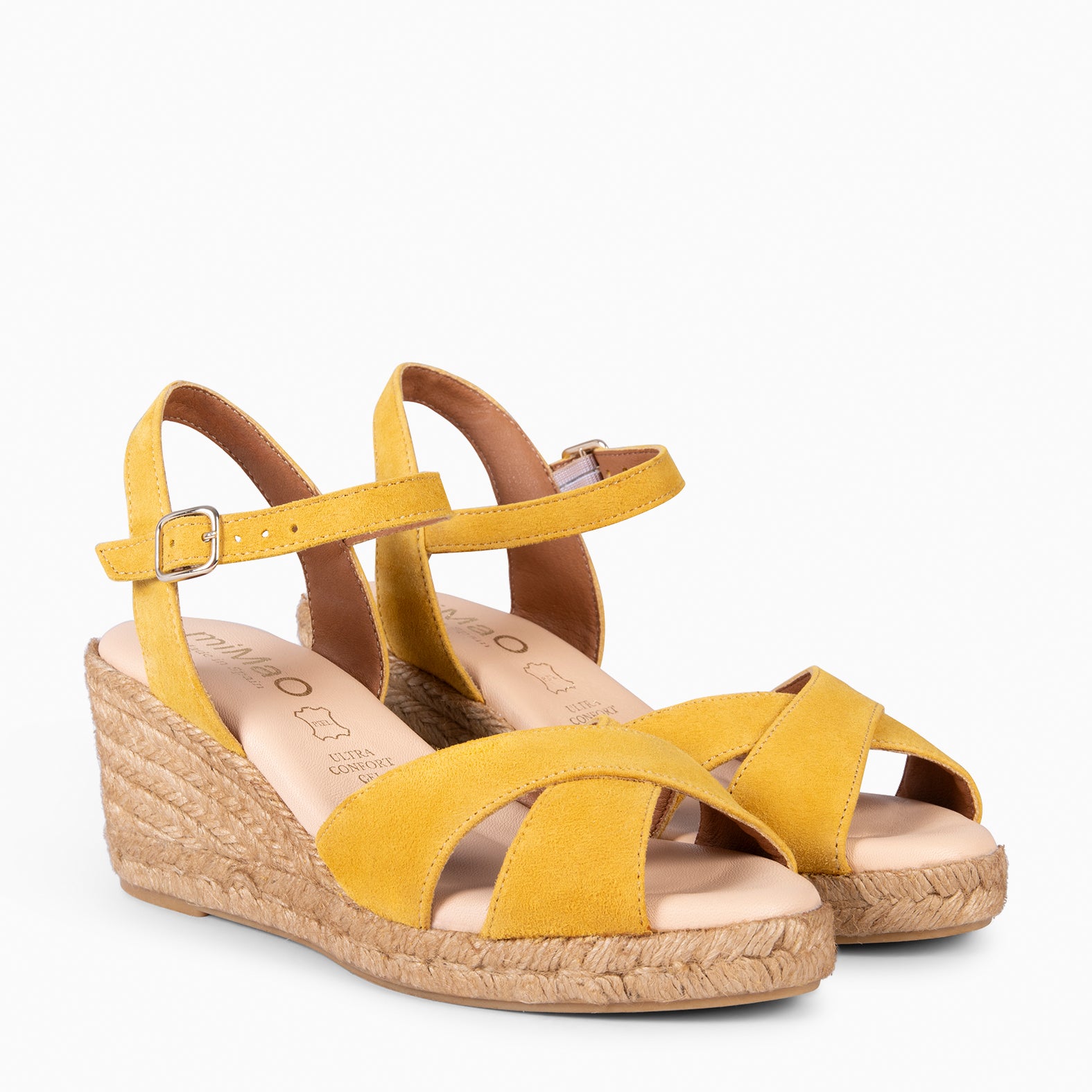 CALPE – Espadrilles à talon en daim JAUNE