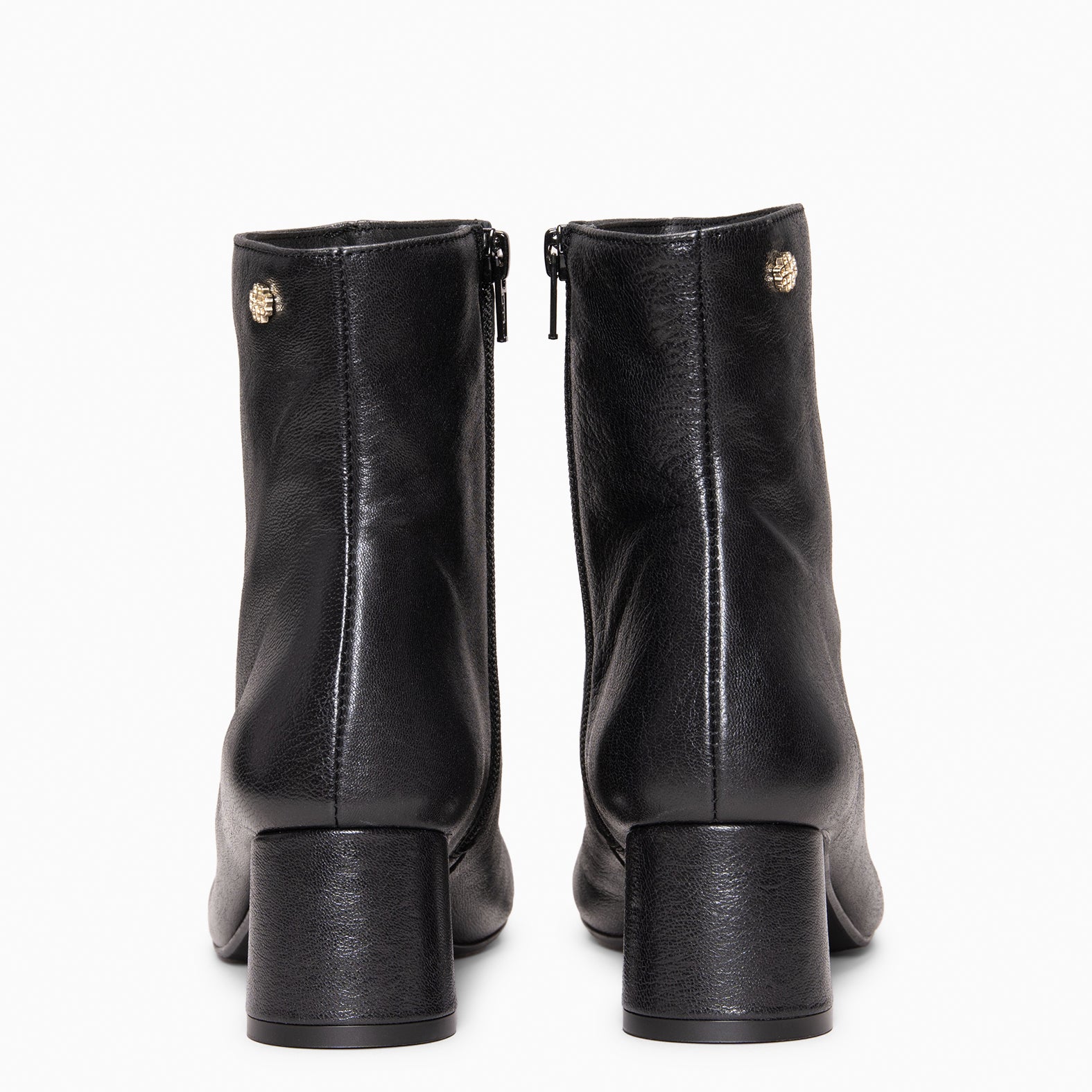 RUBI - Botines de tacón de piel NEGRO
