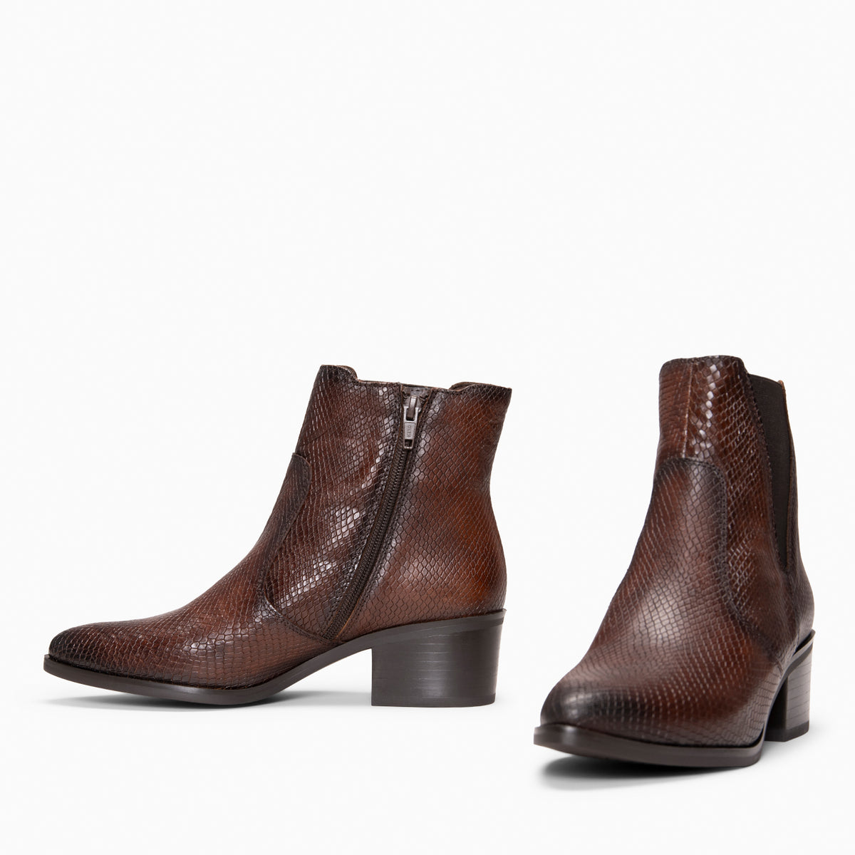 MAMBA - Lage Clesea enkellaarzen COGNAC