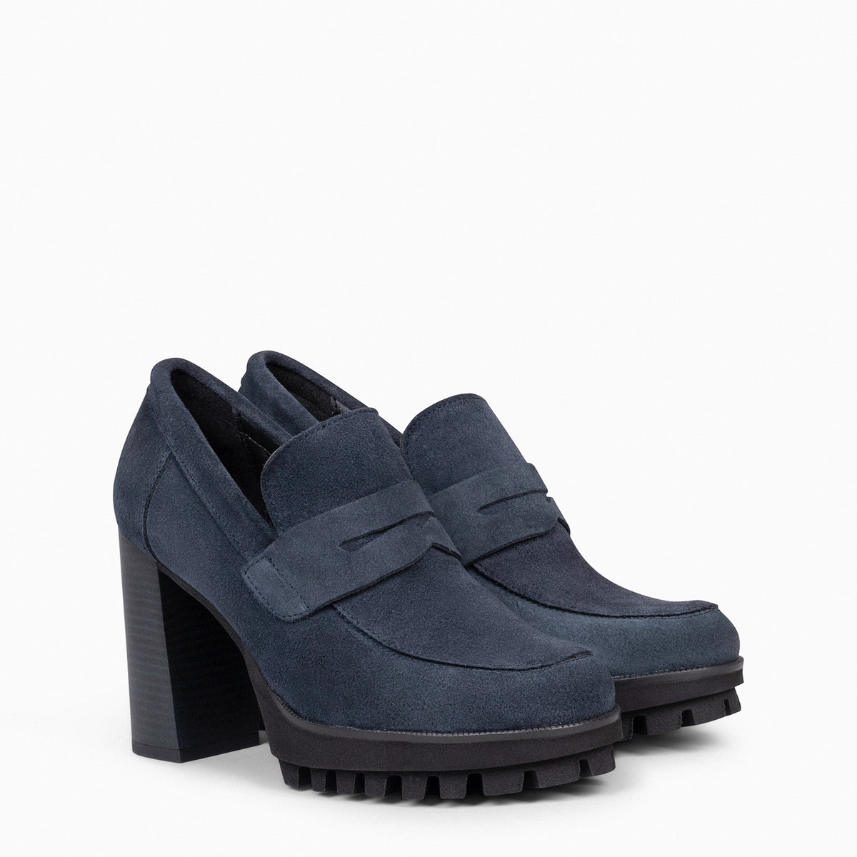 TREND – Mocasín con tacón y plataforma AZUL