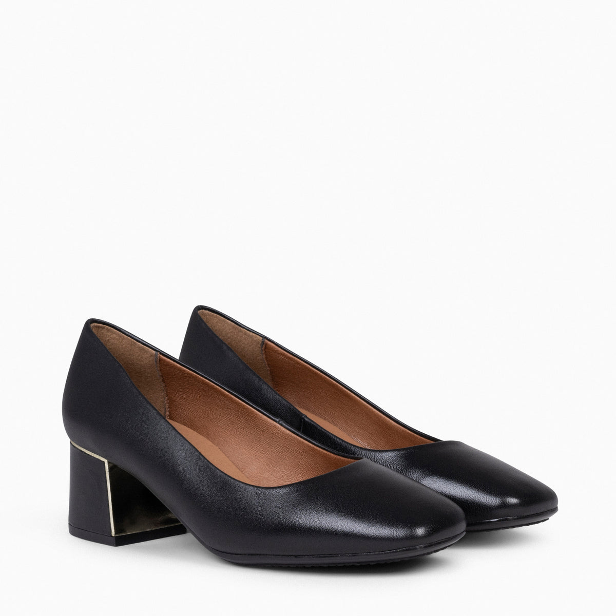 FEMME - Zapatos de tacón con puntera cuadrada de napa NEGRO