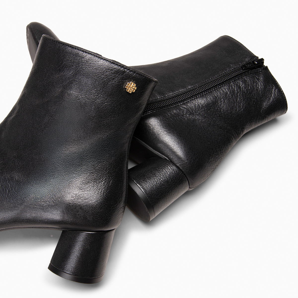RUBI - Bottines rétro à talon et surpiqûre centrale en cuir NOIR