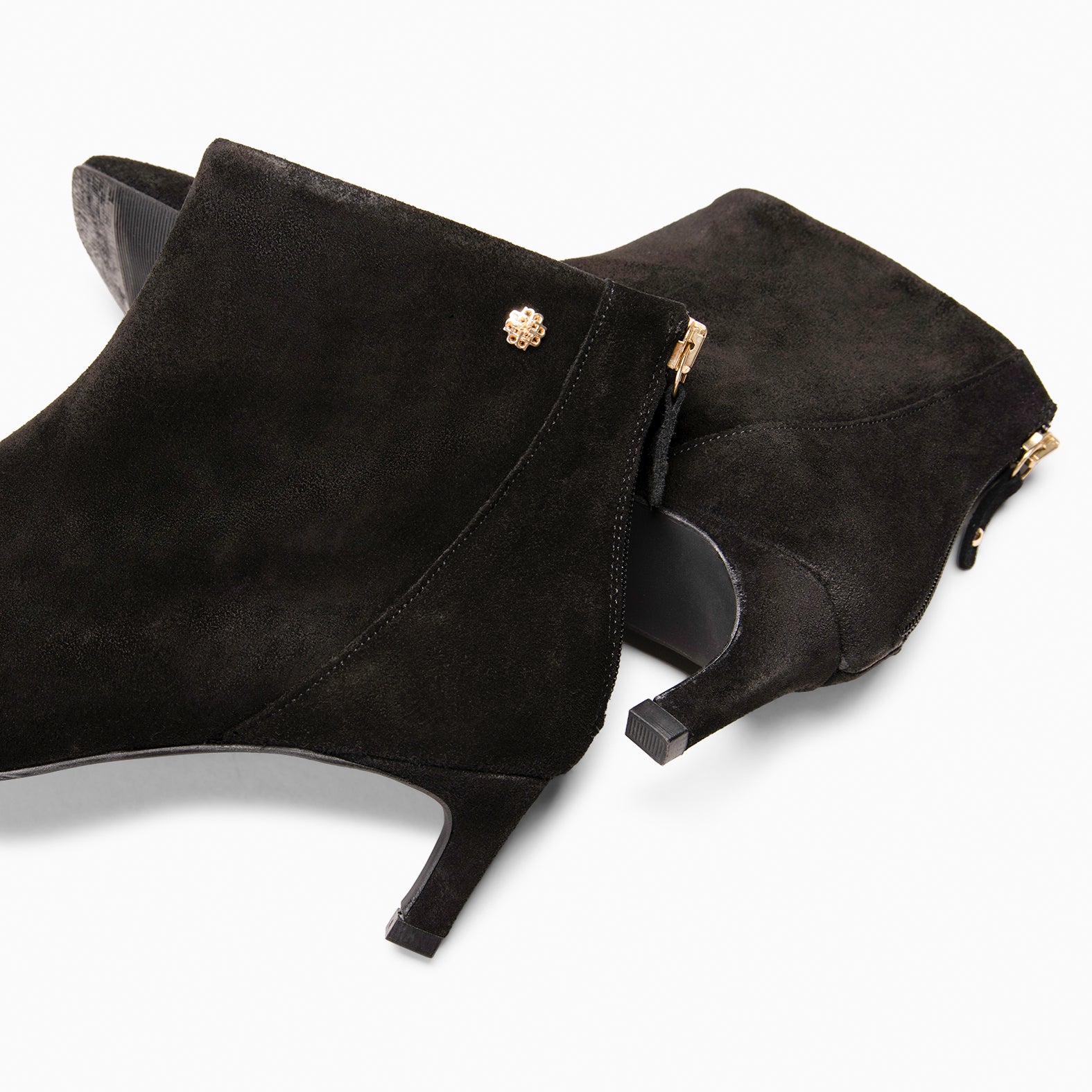 LUISA - Botines de tacón kitten con cremallera NEGRO