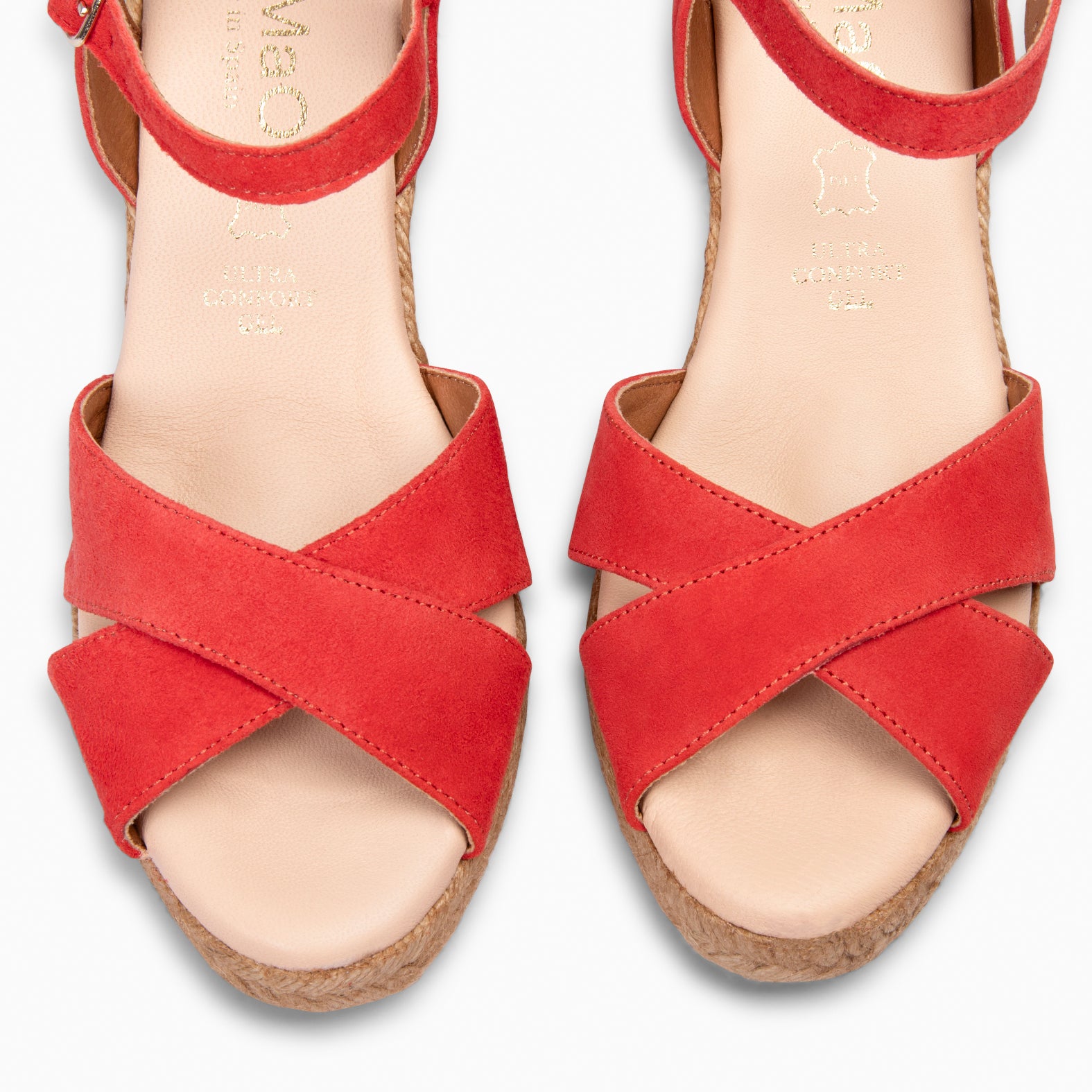 CALPE – Cuñas de Esparto artesanal con tiras y hebilla CORAL