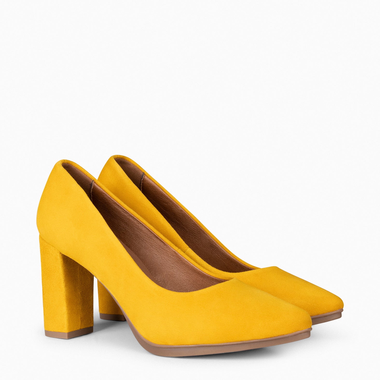 URBAN - Zapatos de tacón alto de ante MOSTAZA