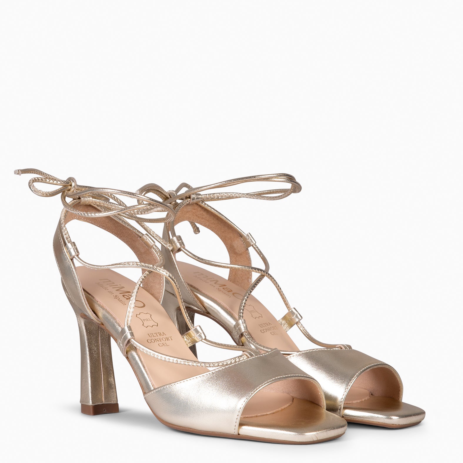 MÓNICA - SANDALIAS ELEGANTES DE TACÓN PLATINO