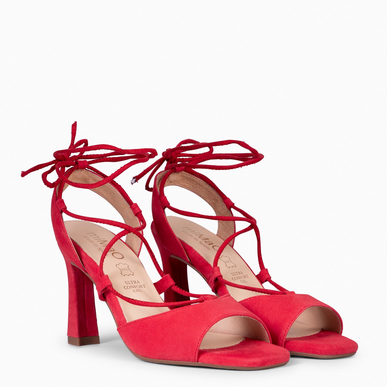 MONICA - Sandales à talon haut et laçage cheville ROUGE