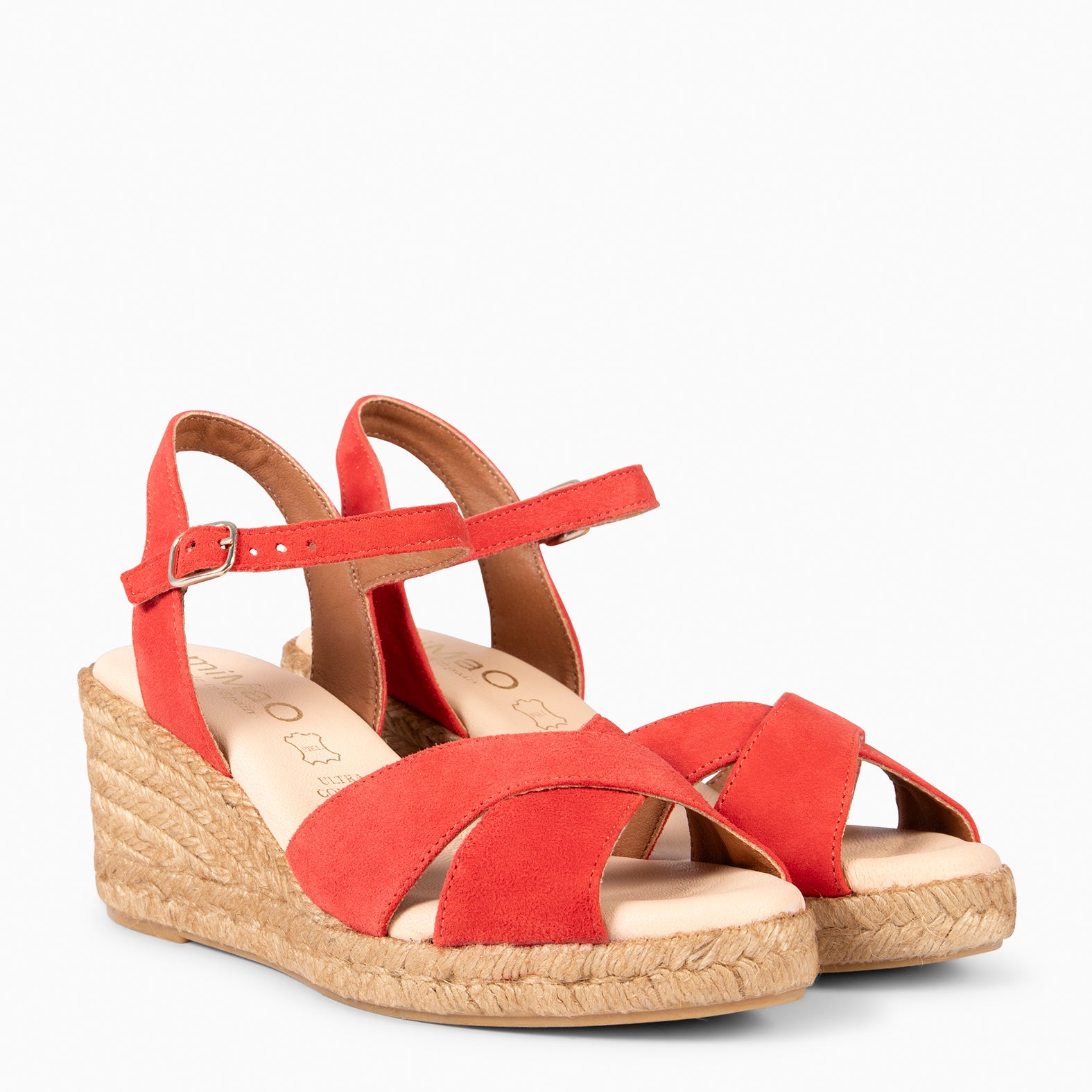 CALPE – Cuñas de Esparto artesanal con tiras y hebilla CORAL