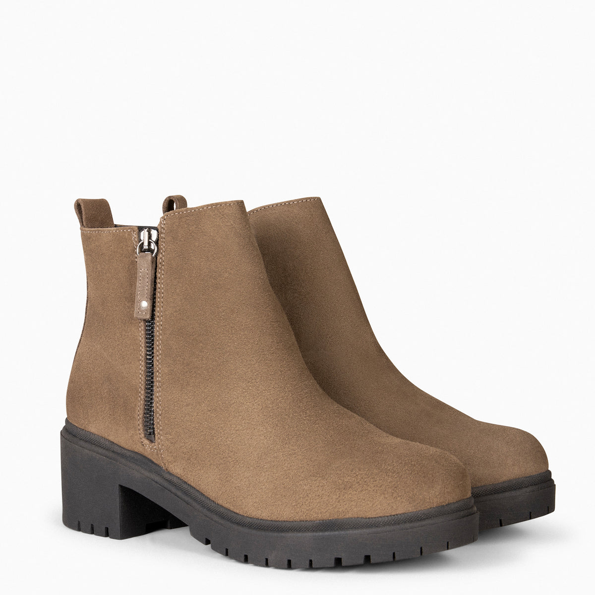 POP - Botín de piel hidrófugo TAUPE